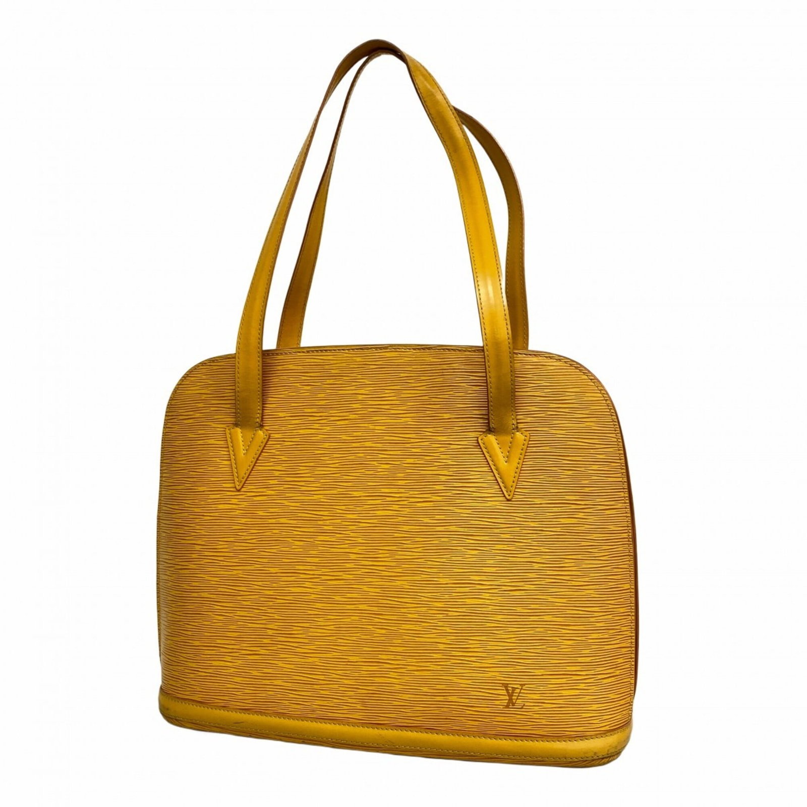 Shoulder bag by Louis Vuitton: Shoulder bag by Louis Vuitton Used Louis Vuitton shoulder bag in Jaune color, featuring a classic design with a 30cm x 37cm x 12cm size. The bag shows traces of usage and minor scratches/dirt, but