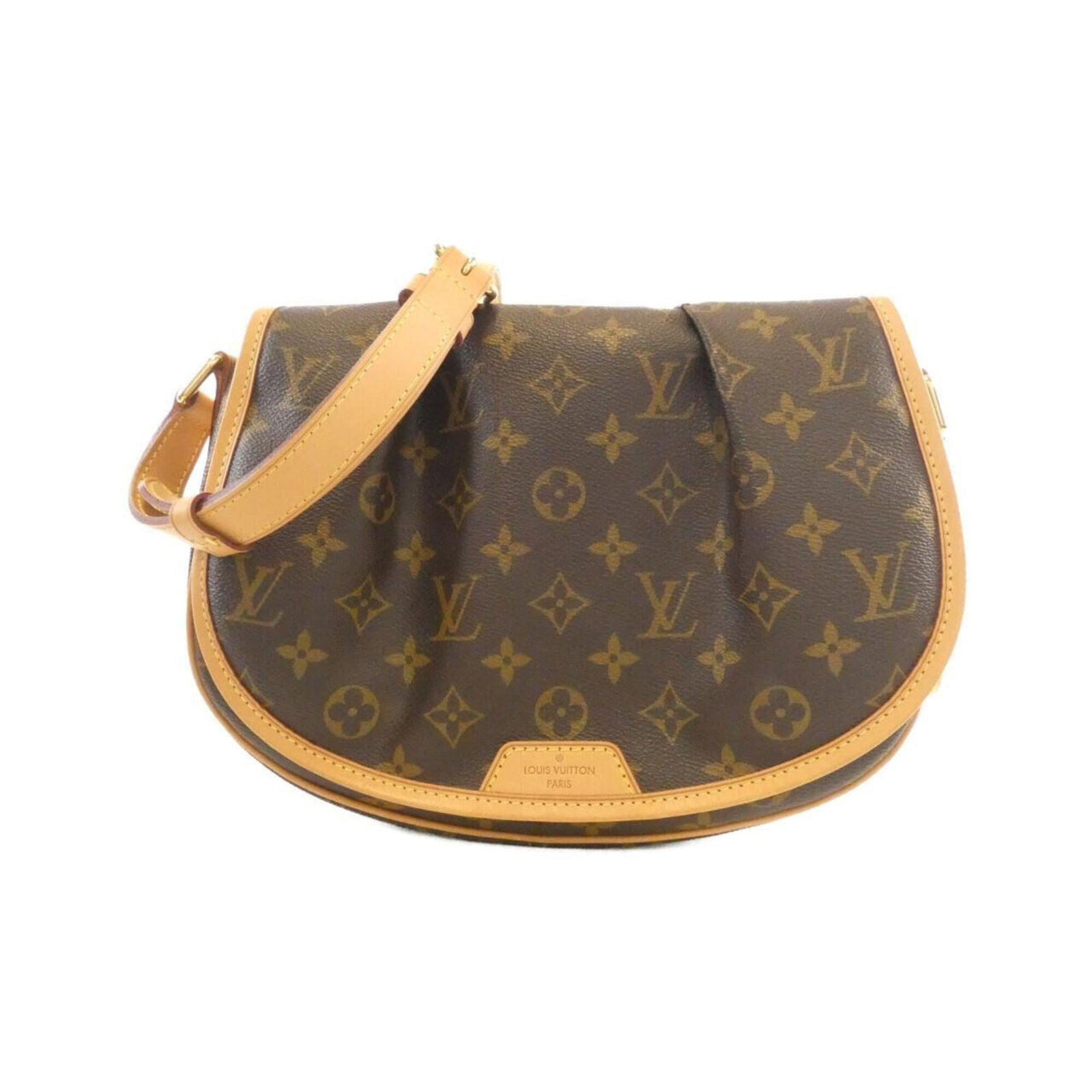 Canvas Coated Bag Shoulder Vuitton Louis: Canvas Coated Bag Shoulder Vuitton Louis Brown Canvas Coated Bag with Shoulder Strap, A few traces of usage and minor scratches visible. This Louis Vuitton shoulder bag features a classic design made