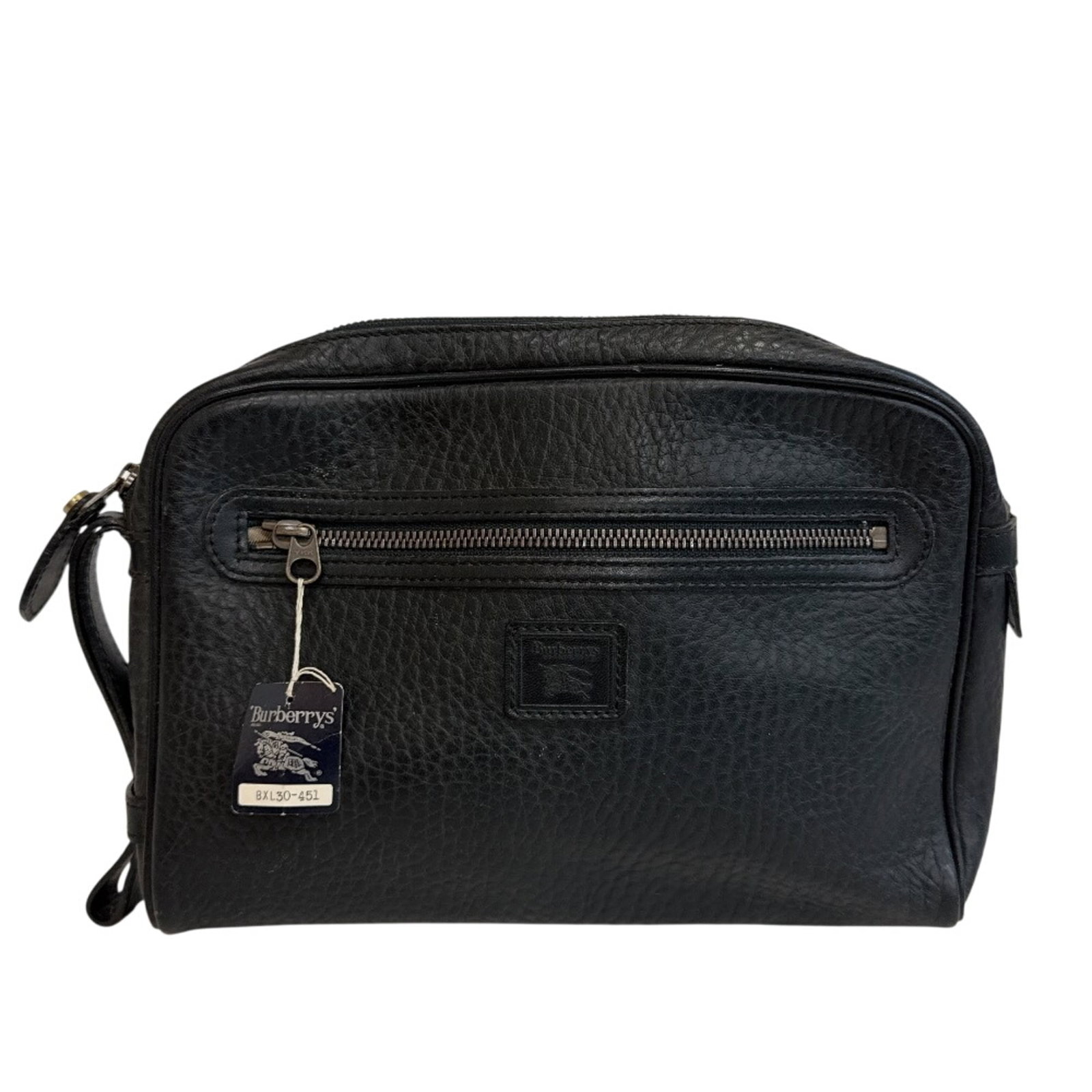 Bag Burberry Leather Clutch: Bag Burberry Leather Clutch This black leather clutch from Burberry features a sleek design with clean lines and a compact size, making it perfect for adding a touch of sophistication to any evening