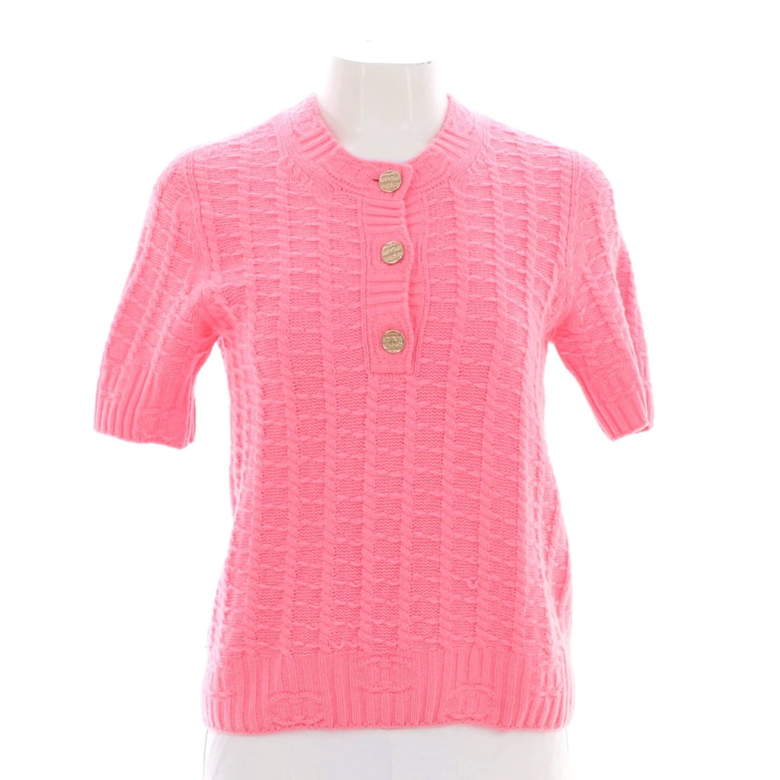 Chanel Women's CC Knit Short Sleeve Sweater Cashmere and Wool Blend (1 of 5)