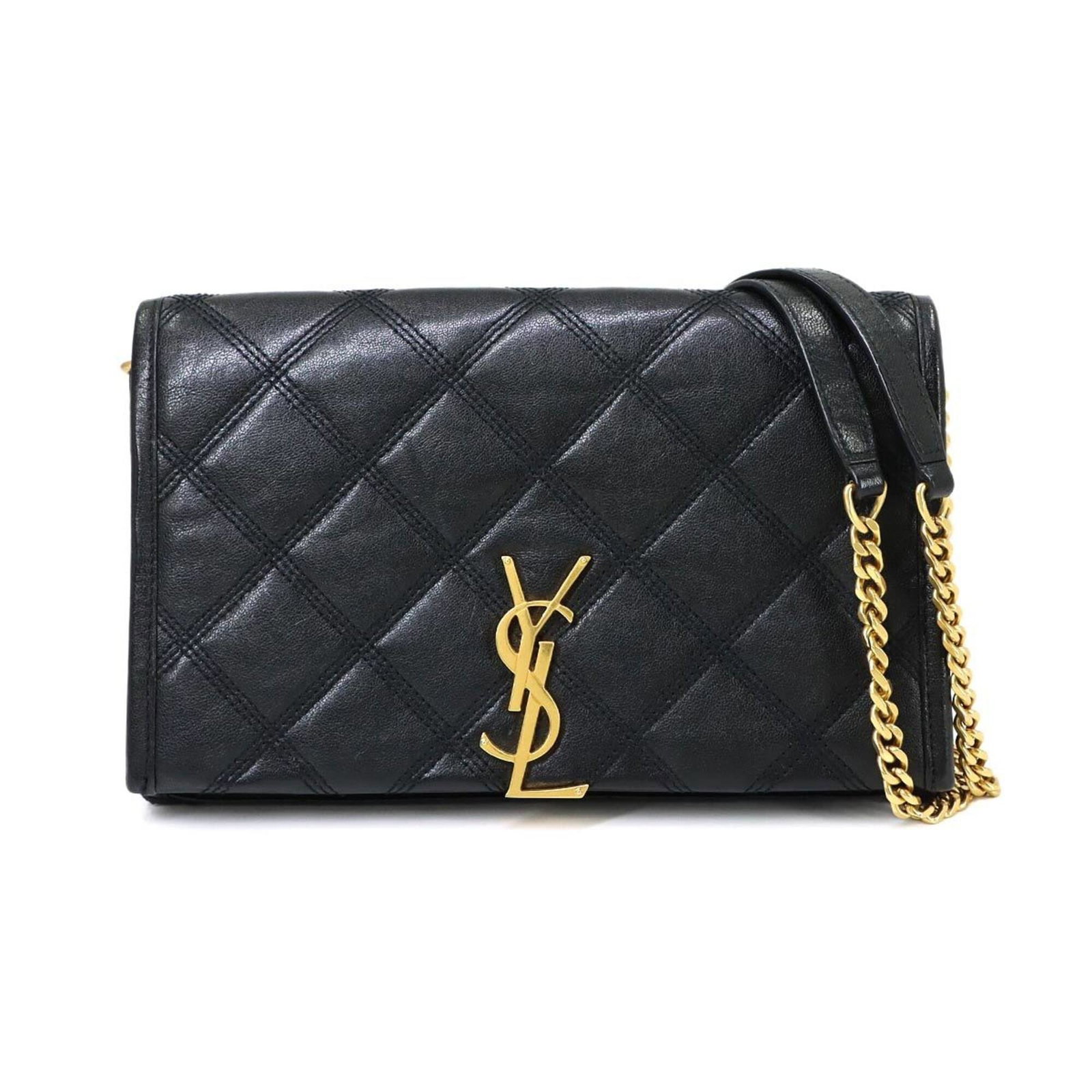 Saint Laurent Chain Shoulder Wallet Leather: Saint Laurent Chain Shoulder Wallet Leather Chain shoulder wallet from Saint Laurent, crafted from high-quality leather in black. With its sleek design and durable construction, this piece exudes