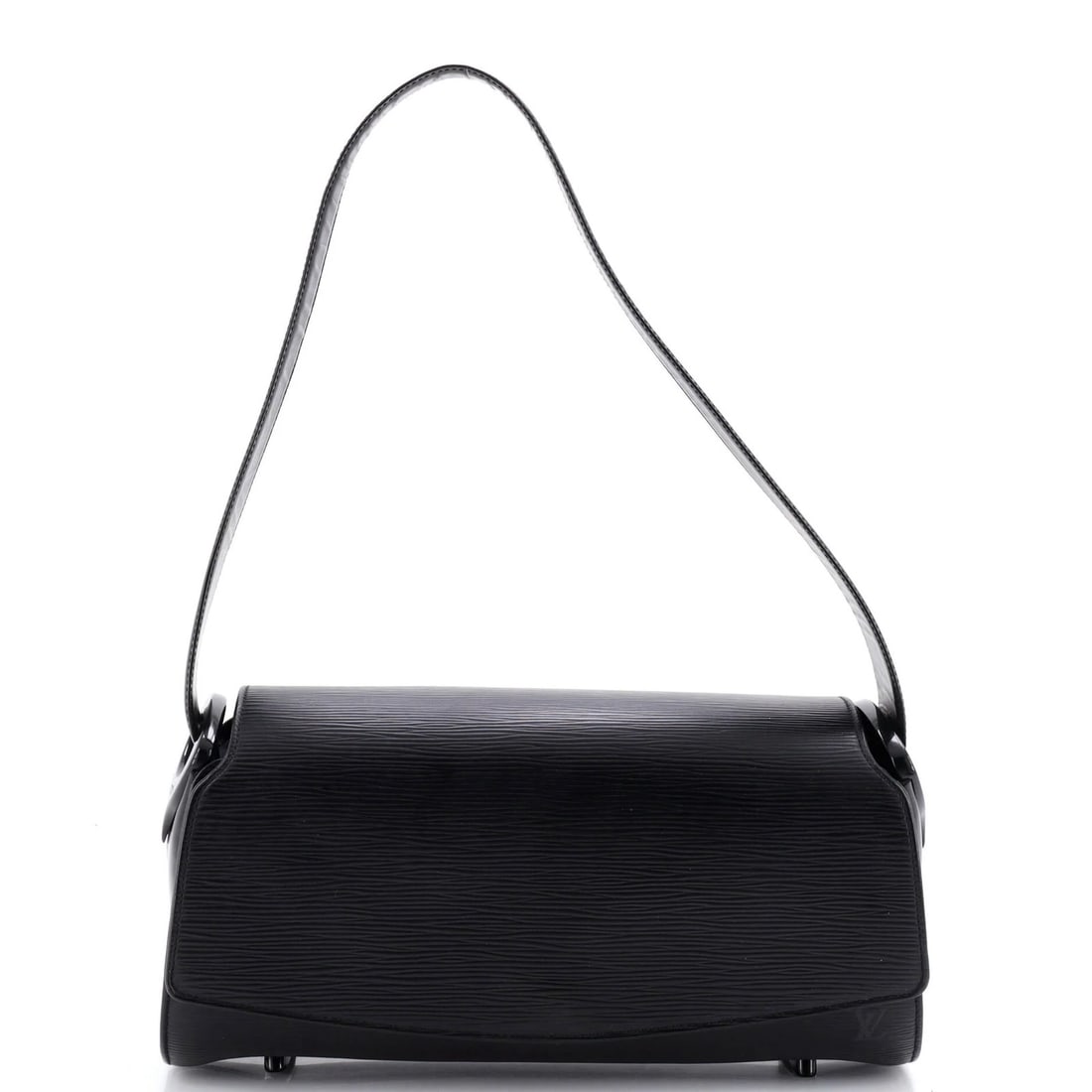 Vuitton Nocturne Leather Epi Handbag GM: Vuitton Nocturne Leather Epi Handbag GM The Louis Vuitton Nocturne Leather Epi Handbag GM boasts sleek, all-black exterior with subtle signs of wear, adding a touch of understated elegance. Measuring