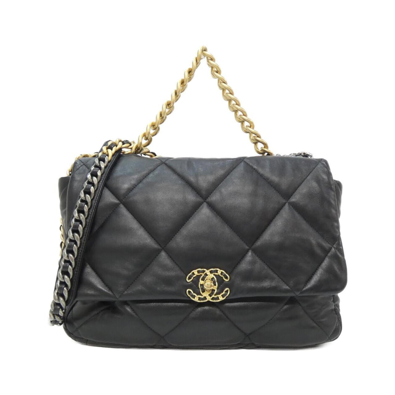 Shoulder Bag Leather: Shoulder Bag Leather Black lambskin shoulder bag with a classic design, featuring a timeless combination of leather and fur. Measuring 25cm x 35cm x 10cm, it has been carefully used and shows some min