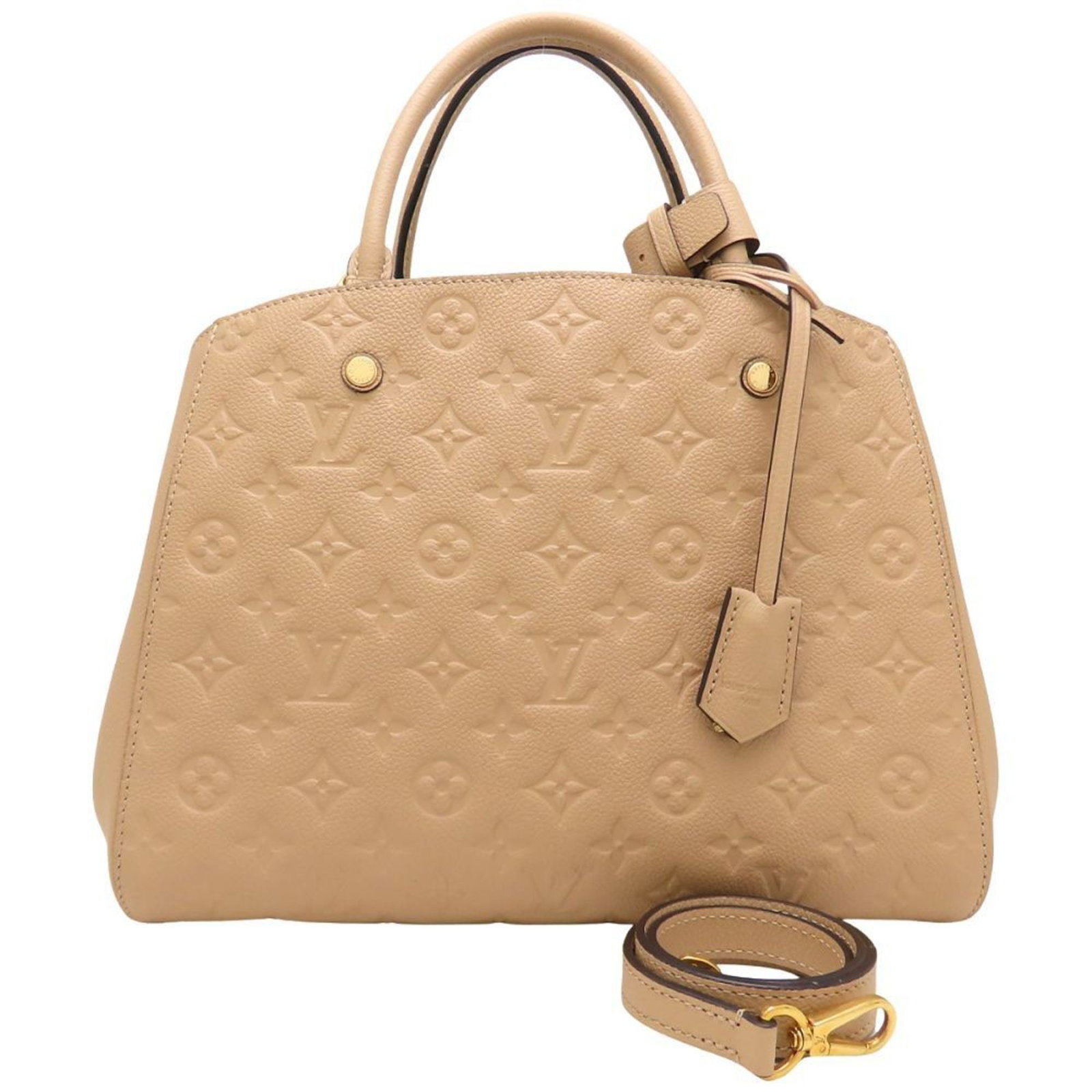 Handbag Leather Louis Vuitton: Handbag Leather Louis Vuitton Used Louis Vuitton Handbag in Dune Leather, featuring a classic design with some scratches and dirt that give it a worn-in look. The bag measures 24cm x 30cm x 15.5cm and