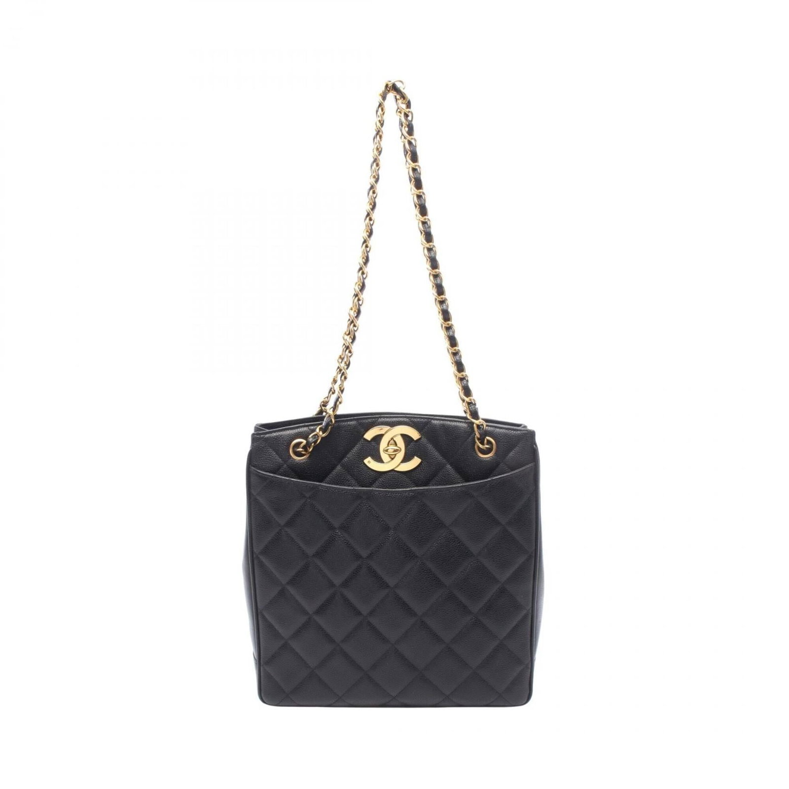 Calfskin Handbag Grained Chanel Tote: Calfskin Handbag Grained Chanel Tote Grained calfskin gives this classic Chanel tote its timeless elegance, while gold hardware adds a touch of sophistication. Measuring just 30cm x 28.5cm x 8cm, it's