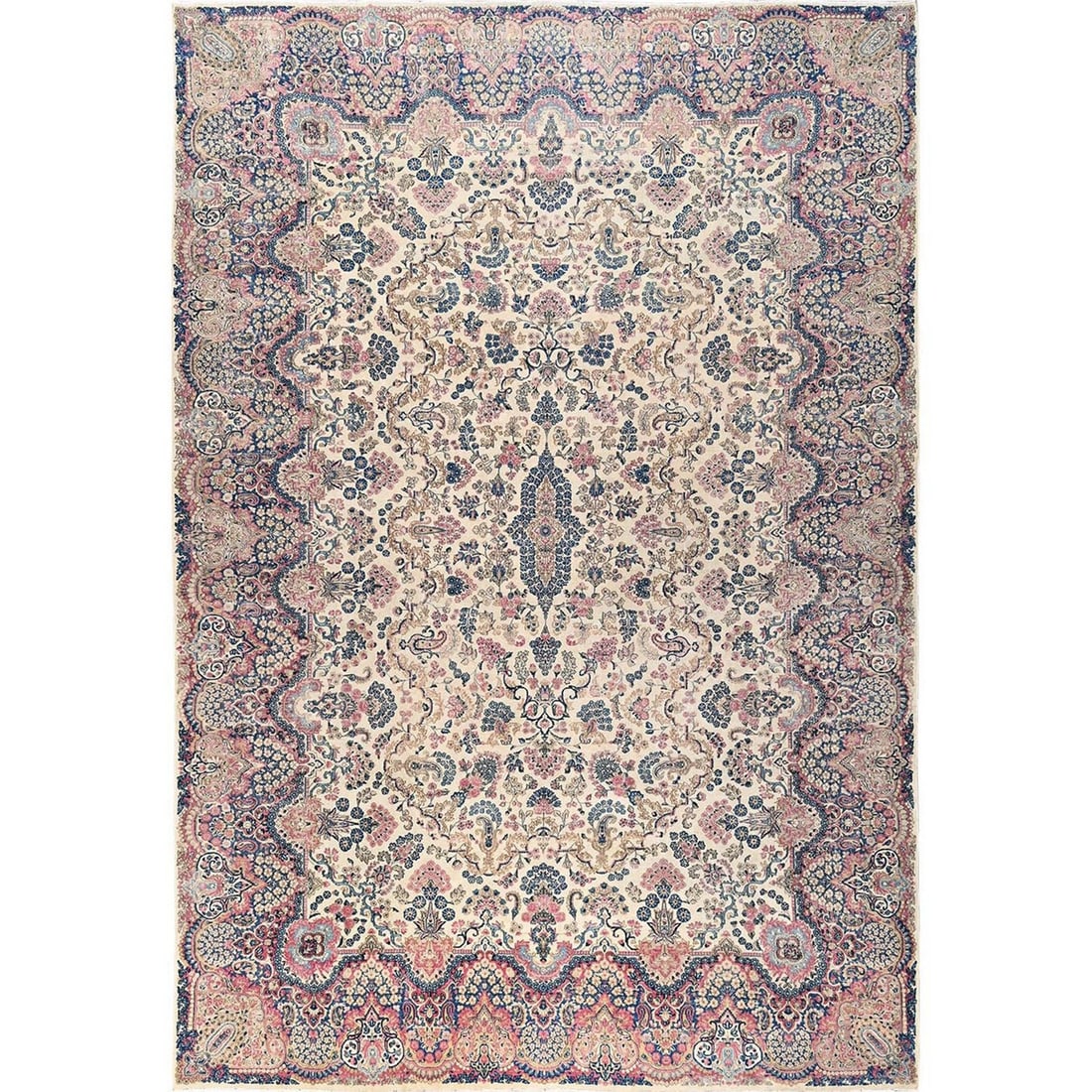 11'5"x16'10" Ivory Antique Zoroastrian Karman Soft Wool Hand Knotted XL Rug (1 of 12)