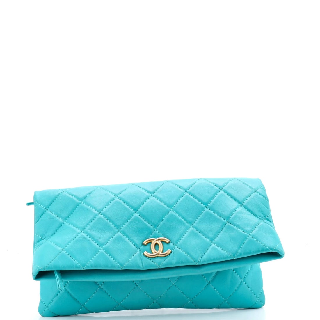 Chanel CC Foldover Clutch Quilted Lambskin Large (1 of 6)