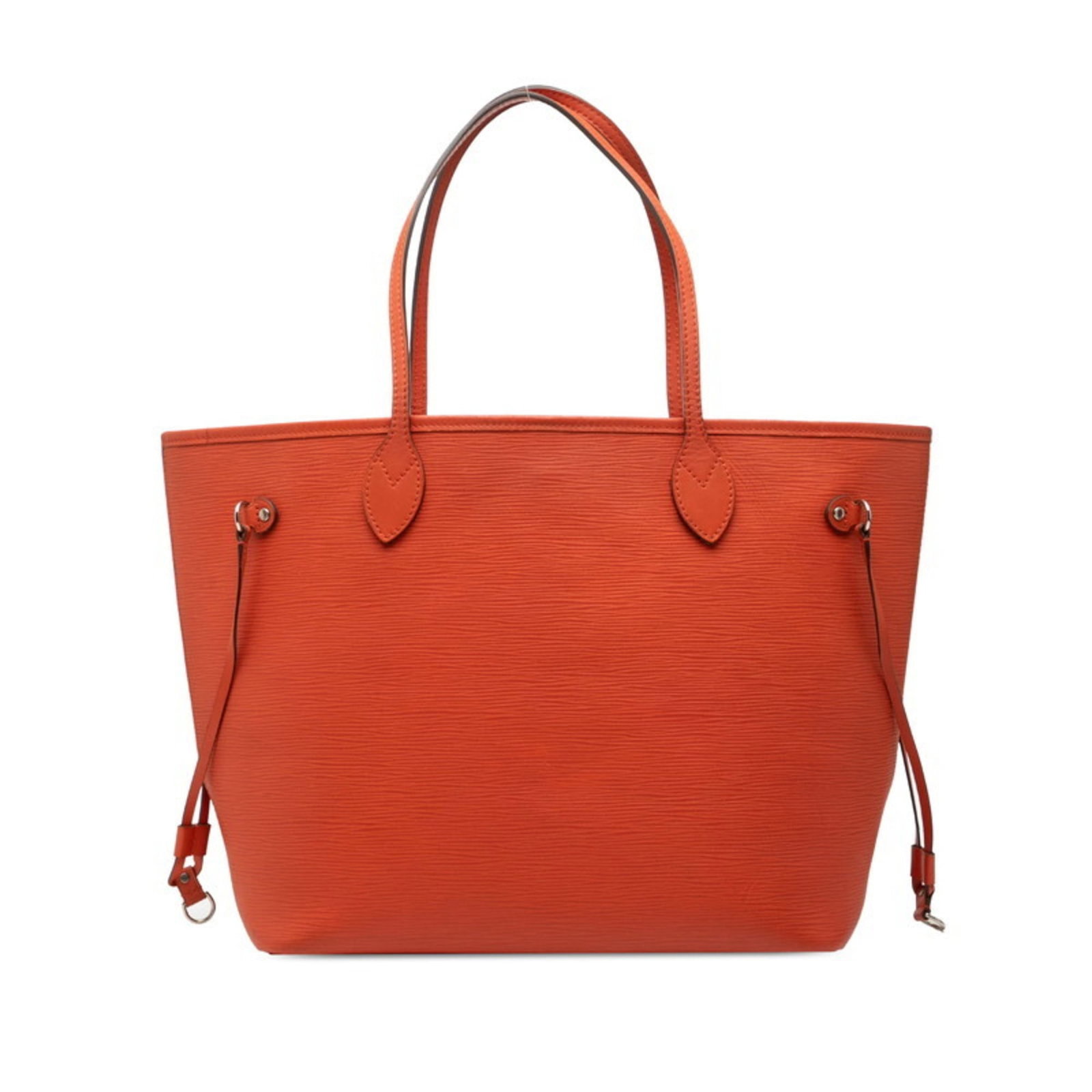 Leather tote bag from Louis Vuitton: Leather tote bag from Louis Vuitton Orange Pimont Leather Tote Bag from Louis Vuitton. This used tote bag features genuine leather construction and a distinctive orange color, with a hook closure and