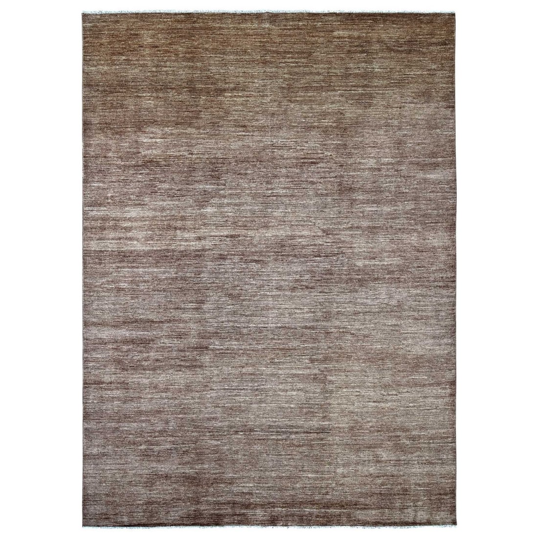 9'8"x13'4" Mocha Brown Plain Solid Pattern Hand Knotted Ghazni Wool Rug (1 of 11)