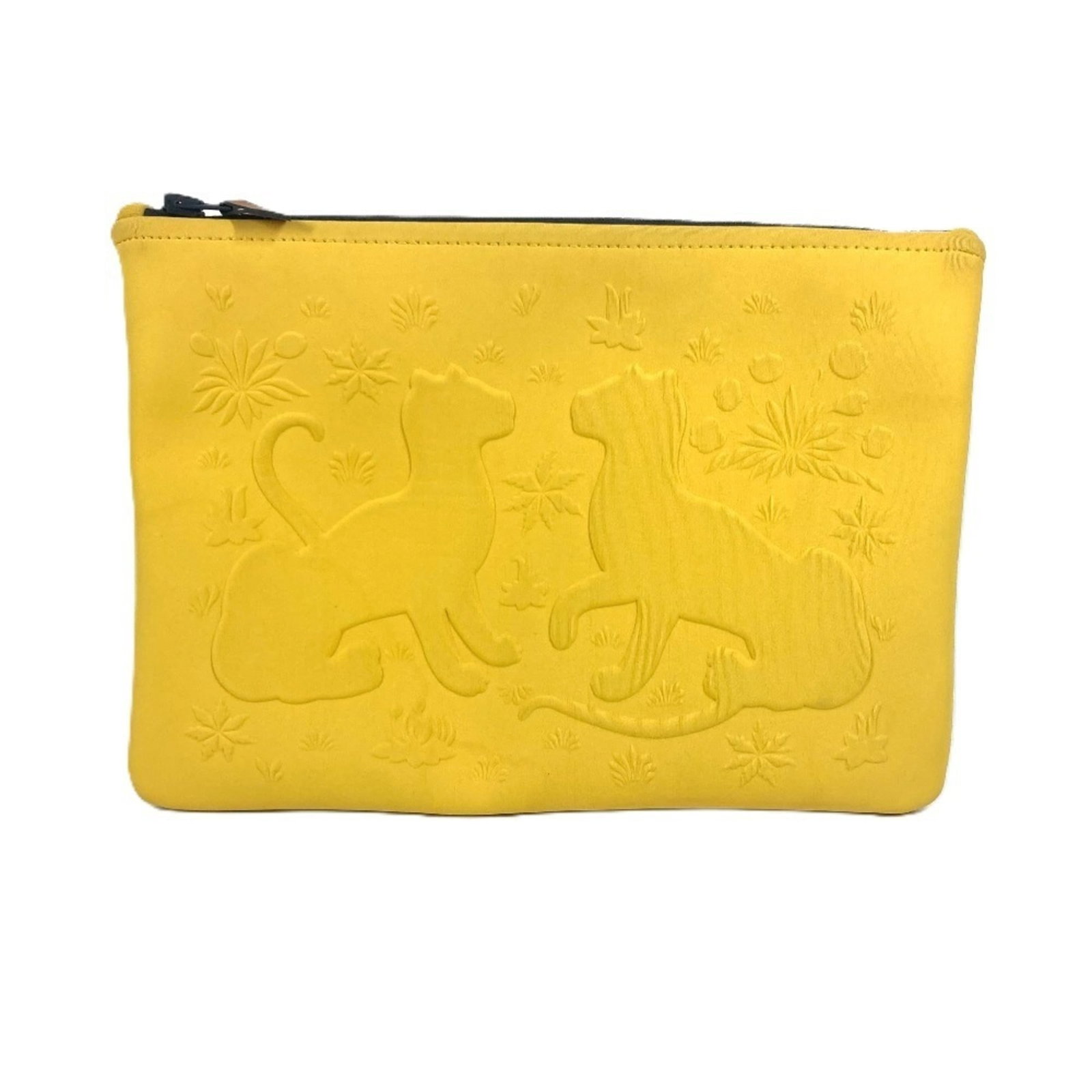 Hermes Clutch Bag Pouch Polyamide: Hermes Clutch Bag Pouch Polyamide Yellow Hermes Clutch Bag Pouch in Good Condition. This polyamide pouch features the iconic yellow color and measures 19cm x 27cm, making it a compact yet stylish