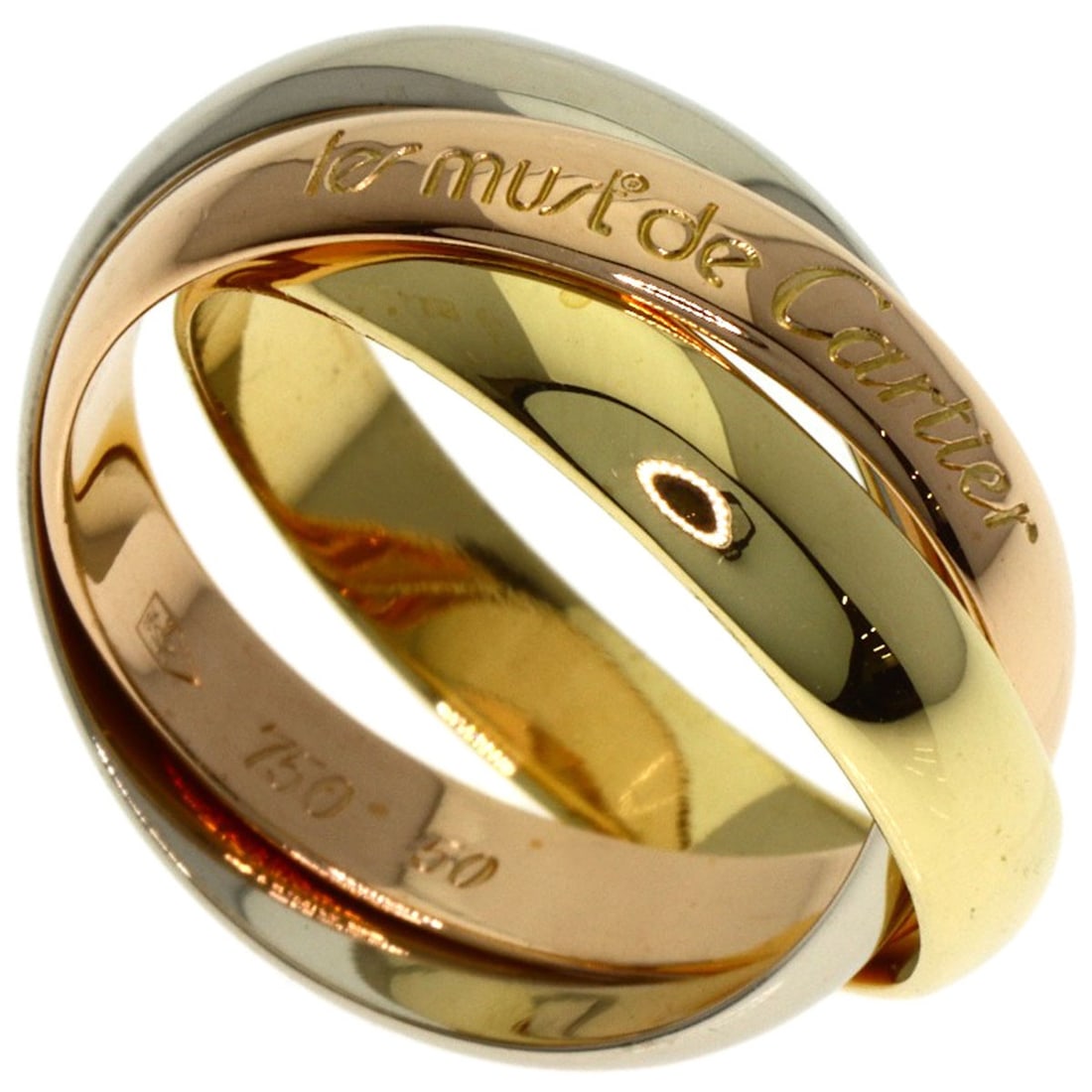 Cartier Trinity 50 Ring Gold K18 Yellow White: Cartier Trinity 50 Ring Gold K18 Yellow White Cartier Trinity 50 Ring Gold K18 Yellow White features a classic design with gold metal exterior, crafted from high-quality K18 yellow gold. This ring