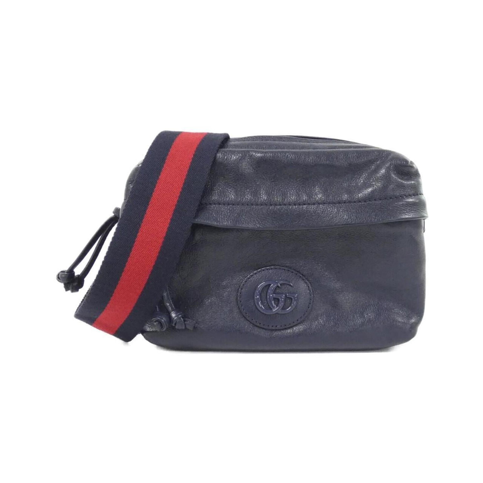 Shoulder Bag Leather Gucci: Shoulder Bag Leather Gucci This navy leather shoulder bag from Gucci features a classic design with clean lines and a timeless look. With its 16cm x 21cm x 7.5cm dimensions, it's the perfect size for