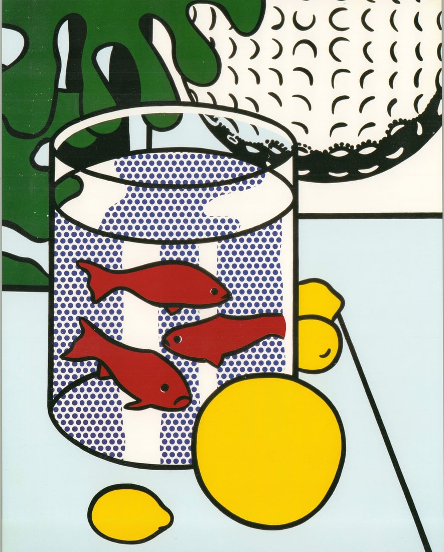 ROY LICHTENSTEIN Still Life with Goldfish Bowl 10.25" x 8" Serigraph 1981 Pop Ar (1 of 4)