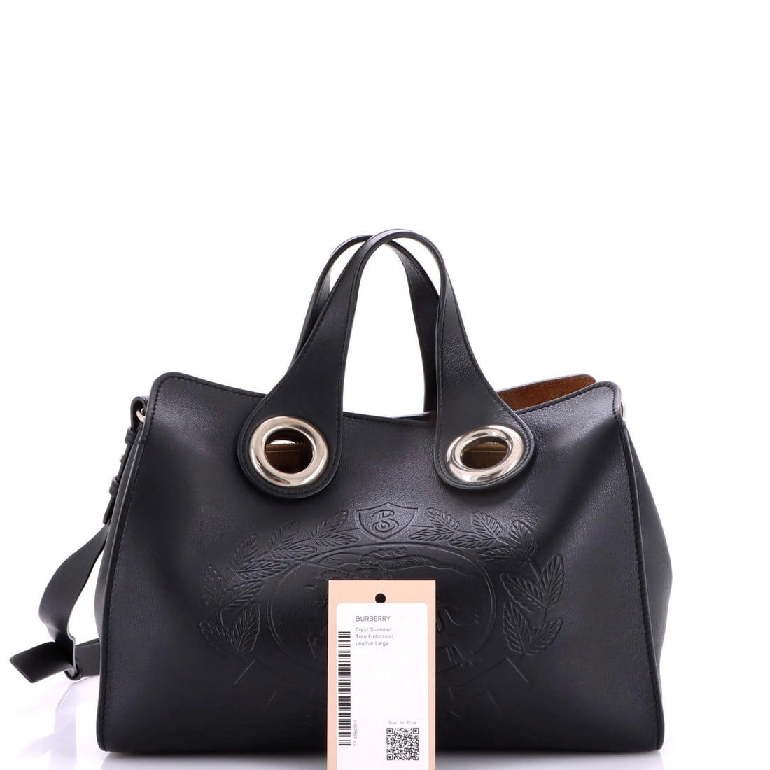 Burberry Crest Grommet Tote Embossed Leather Large (1 of 7)