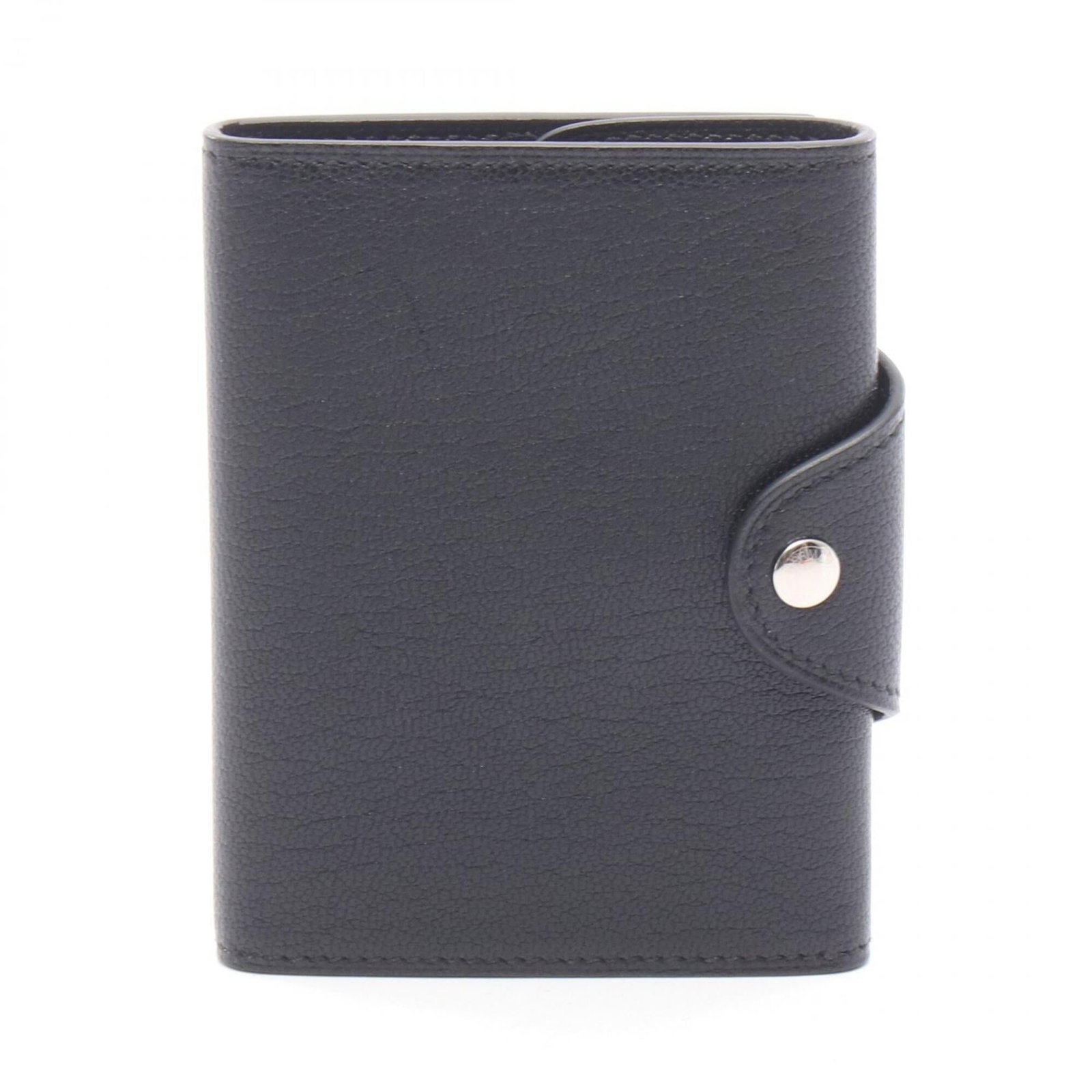 Hermes Tri Fold Leather Wallet: Hermes Tri Fold Leather Wallet The Hermes Tri Fold Leather Wallet boasts its sleek, black design and classic tri-fold layout. Made from high-quality leather with some subtle signs of wear, this