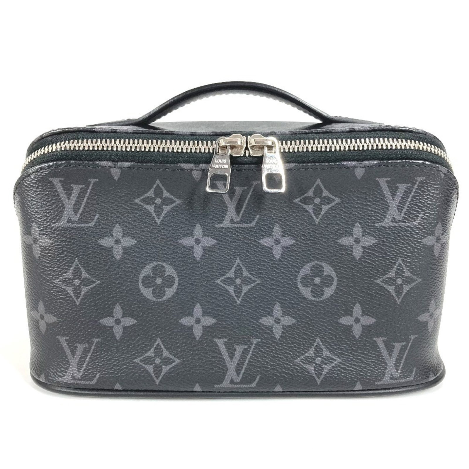 Louis Vuitton Clutch Bag Handbag Pouch Monogram Eclipse: Louis Vuitton Clutch Bag Handbag Pouch Monogram Eclipse Monogram Eclipse details set the tone for this sleek Louis Vuitton clutch bag, featuring iconic black and monogram patterns. The hard-worn