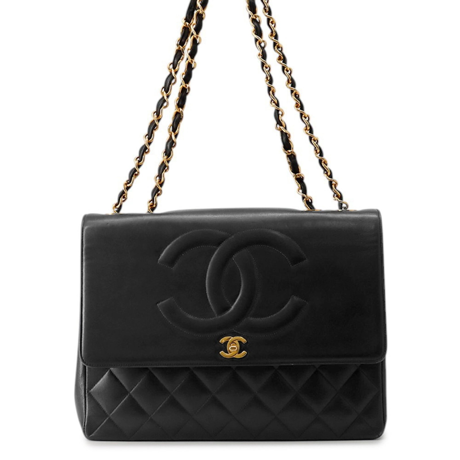 Handbag Leather Shoulder Bag Chanel: Handbag Leather Shoulder Bag Chanel Black leather shoulder bag from Chanel, featuring a classic design with a few traces of usage visible. The bag has some scratches and dirt but remains in very good