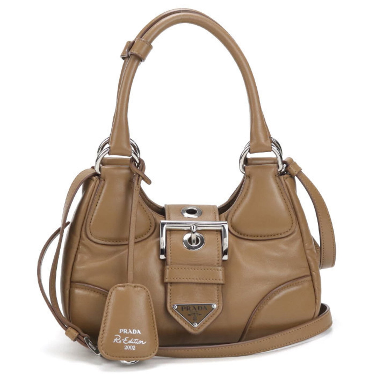 Handbag Prada Nappa Leather: Handbag Prada Nappa Leather Brown Prada Nappa Leather handbag with silver hardware, measuring 13cm x 22cm x 8.5cm, in very good condition despite some minor scratches and dirt marks. This used