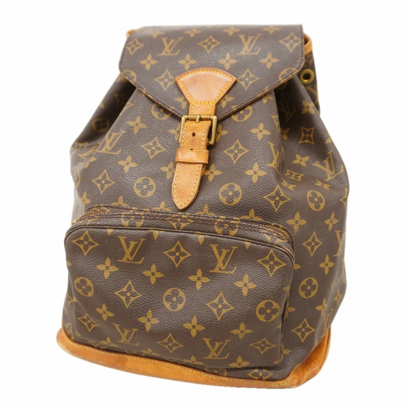 Louis Vuitton Backpack: Louis Vuitton Backpack Brown Louis Vuitton Backpack with Traces of Usage. Measuring 40cm x 31cm x 13cm, this used backpack features a classic design and has scratches / dirt that can be seen but