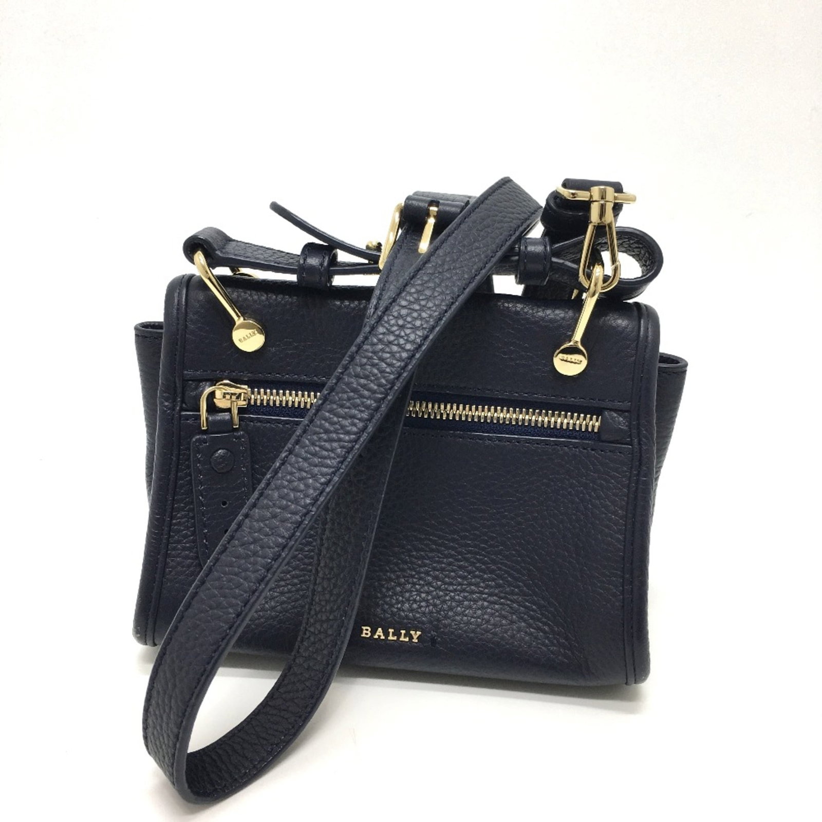 Shoulder Bag Bally Leather: Shoulder Bag Bally Leather Navy Bally Leather Shoulder Bag - A pre-owned, high-quality bag with a classic design. Made from genuine leather, it features a timeless navy color and a sturdy