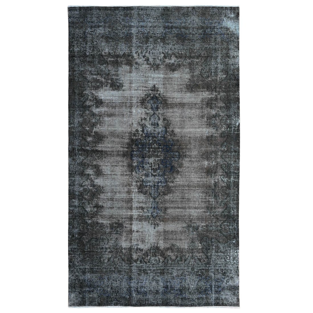 7'4"x13'3" Charcoal Gray Wool Vintage Zoroastrian Karman Oriental Rug (1 of 11)