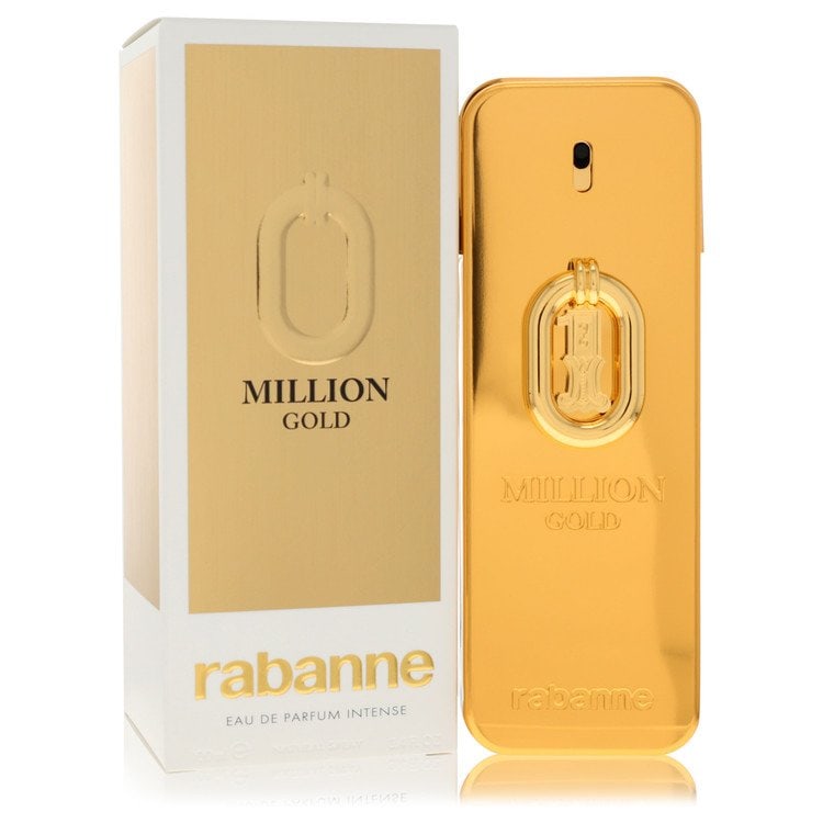 Paco Rabanne Million Gold Cologne By Paco Rabanne Eau De Parfum Intense Spray: Paco Rabanne Million Gold Cologne By Paco Rabanne Eau De Parfum Intense Spray 3.4 oz Eau De Parfum Intense Spray, featuring the iconic Paco Rabanne Million Gold Cologne fragrance for men. This intense