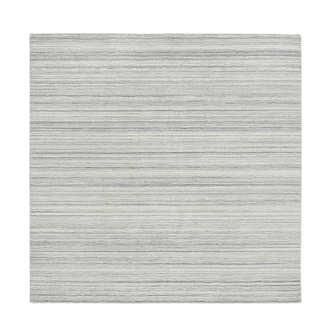 6'x6' Gray Modern Design Hand Loomed Undyed Natural Wool Square Rug: 6'x6' Gray Modern Design Hand Loomed Undyed Natural Wool Square Rug Modern design meets natural elegance in this stunning 6'x6' gray wool square rug, expertly hand loomed with an undyed natural wool