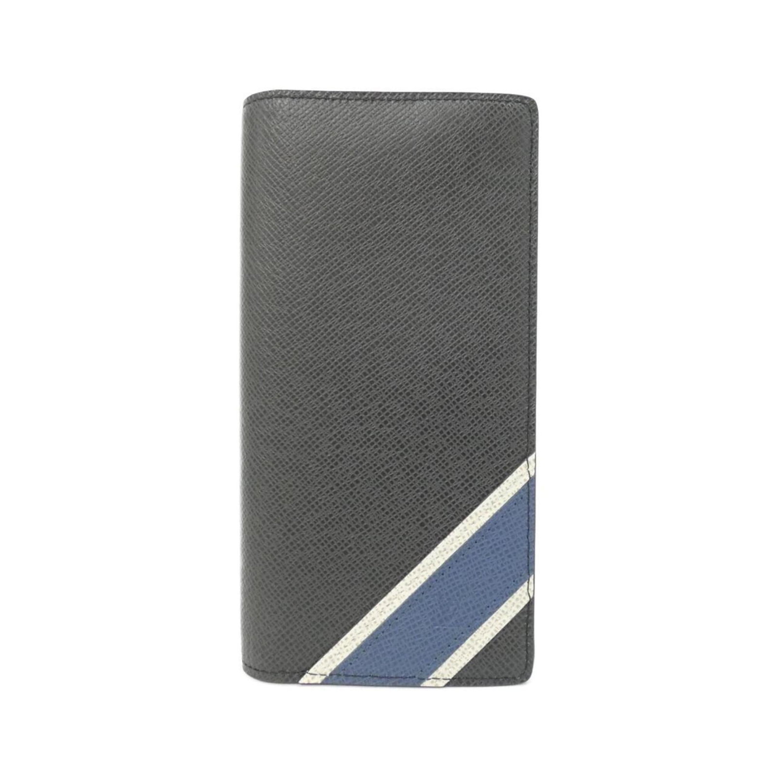 Long Wallet Leather Bi Fold Louis Vuitton: Long Wallet Leather Bi Fold Louis Vuitton A Louis Vuitton long wallet in Ardoise gray calfskin leather, featuring a bi-fold design. The item has some traces of usage, with minor scratches and dirt