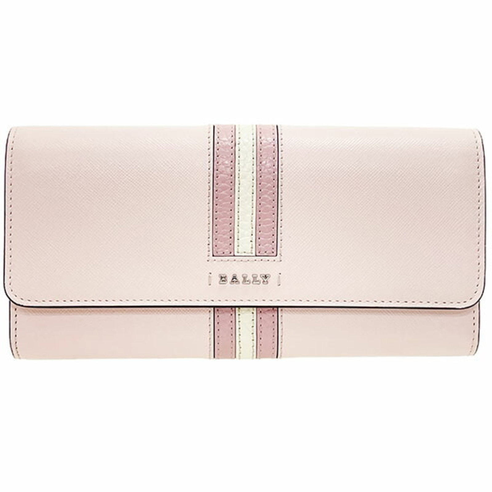 Long Wallet Leather Bally Bi Fold: Long Wallet Leather Bally Bi Fold Long Wallet Leather Bally Bi Fold features a light pink, pink, and white color combination in high-quality leather. The bi-fold design provides ample space for cards