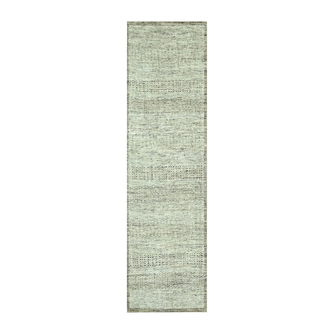 2'7"x8' Brown Hand Knotted Rug 100% Wool Oxidized Grass Design Runner: 2'7"x8' Brown Hand Knotted Rug 100% Wool Oxidized Grass Design Runner This stunning hand-knotted wool rug boasts an oxidized grass design in rich brown hues, adding warmth and texture to any modern sp