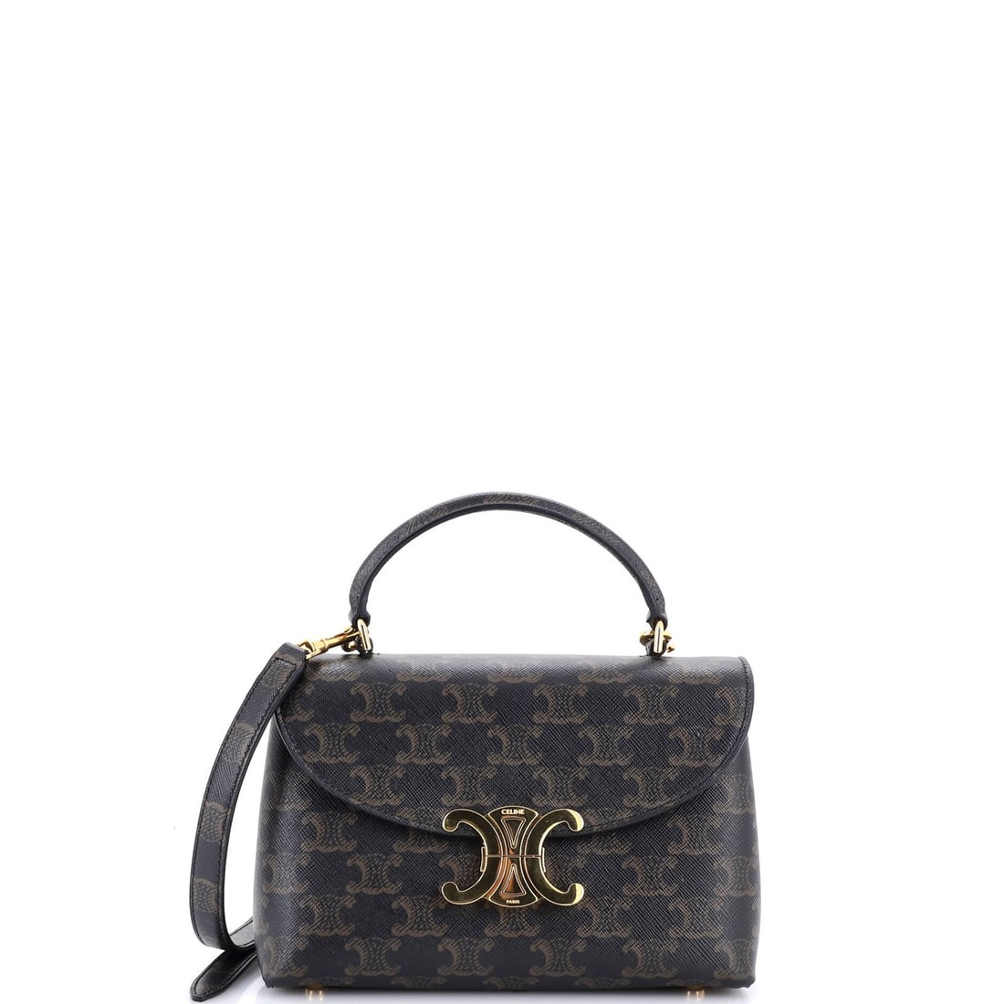 Celine Nino Top Handle Bag Triomphe Coated Canvas Teen: Celine Nino Top Handle Bag Triomphe Coated Canvas Teen The Celine Nino Top Handle Bag Triomphe Coated Canvas Teen boasts a timeless design with its top handle and coated canvas exterior in rich