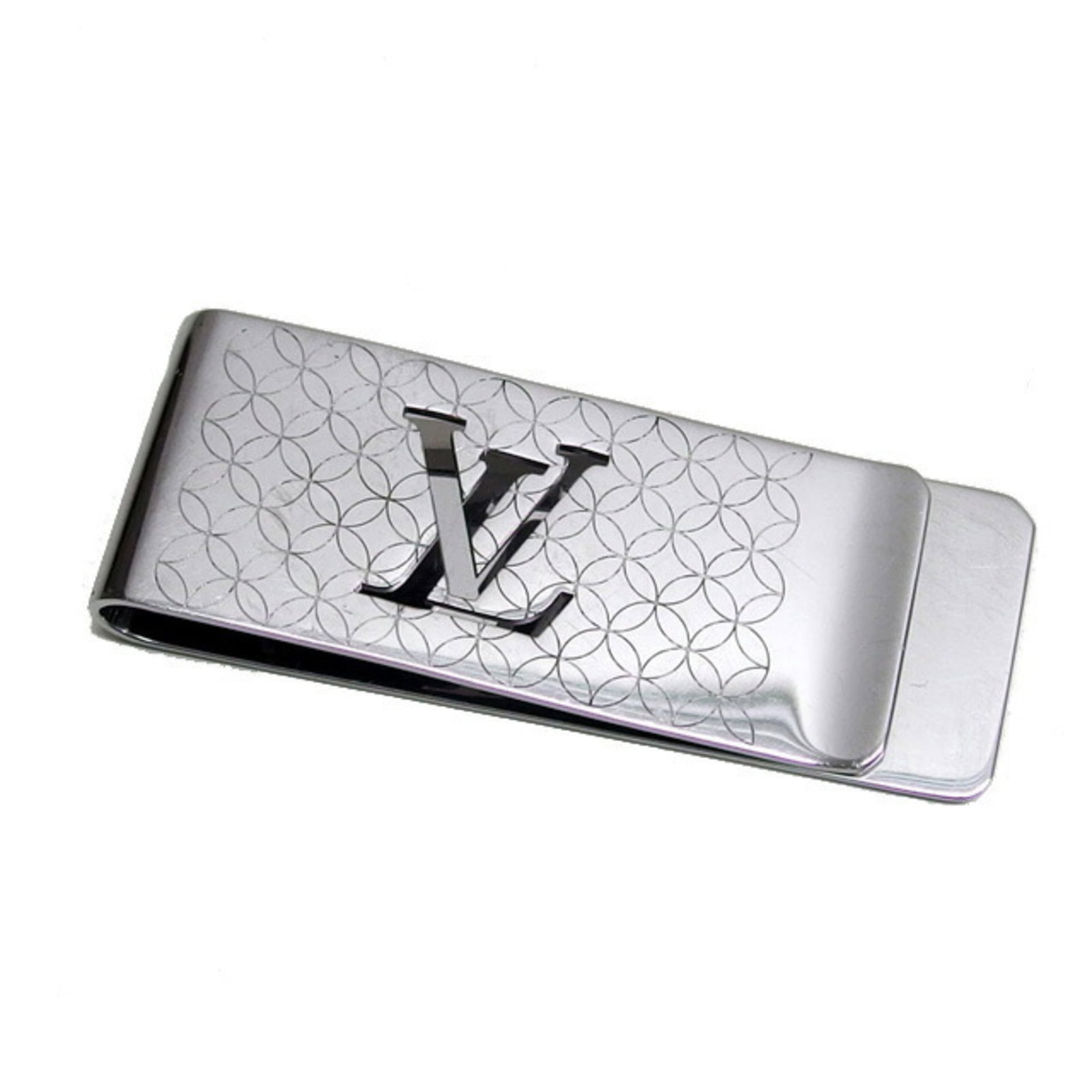 Money Clip Stainless Steel Louis Vuitton: Money Clip Stainless Steel Louis Vuitton Stainless Steel Louis Vuitton Money Clip in Silver, bearing the iconic brand's signature style. The item features a classic design with subtle scratches and si