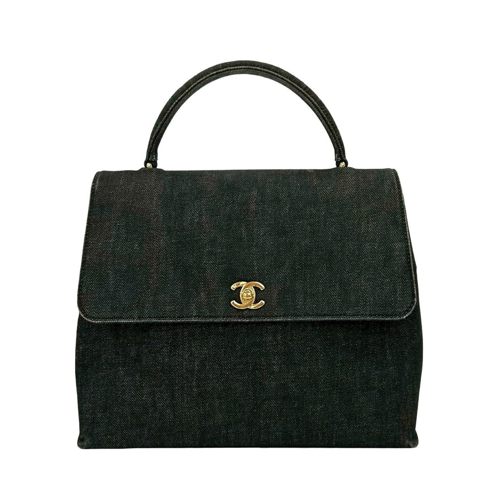 Cotton Leather Chanel Tote Bag: Cotton Leather Chanel Tote Bag Cotton Leather Chanel Tote Bag in Black. This used tote bag features cotton and leather materials, with a classic black color and a sizeable 25cm x 30cm x 11.5cm