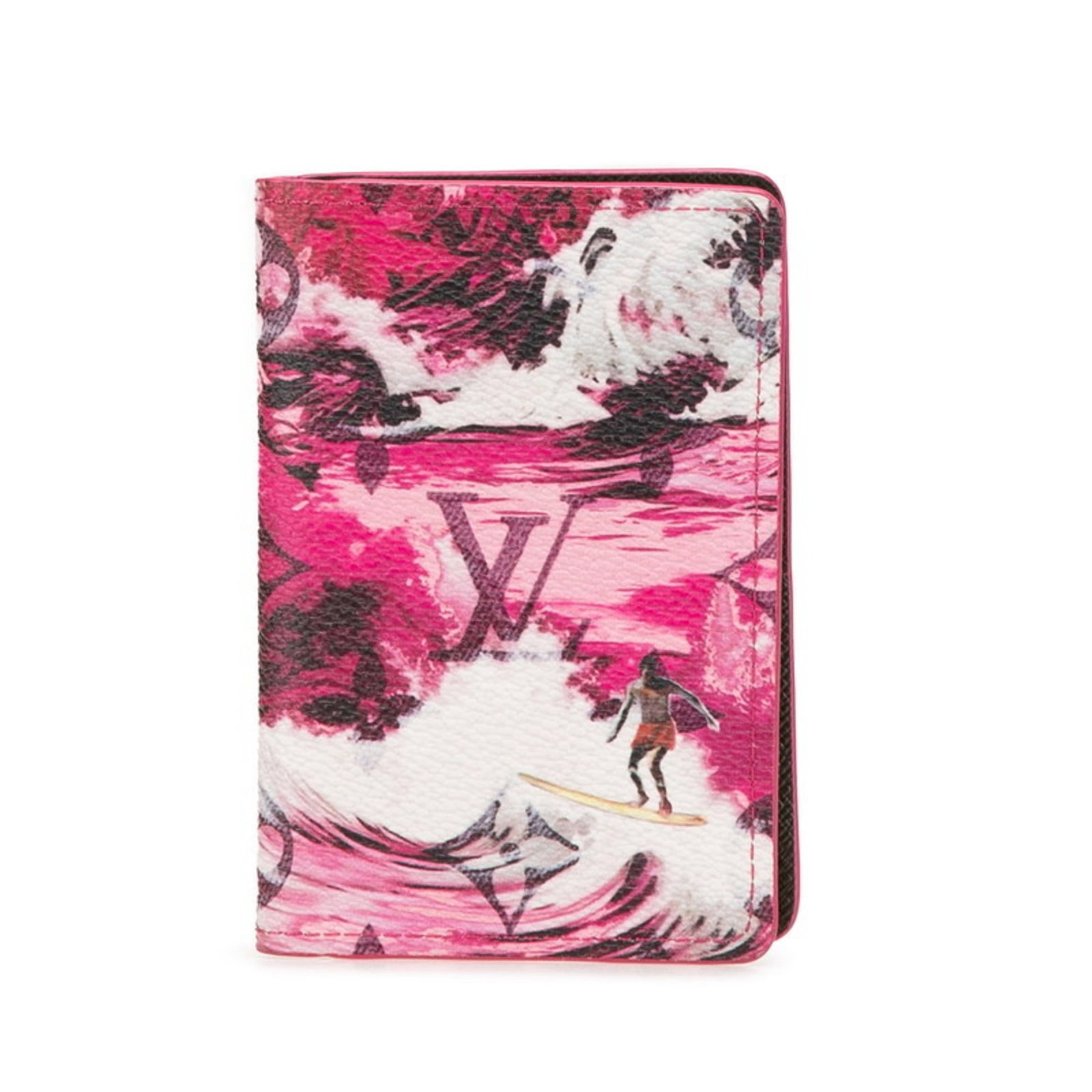 Vuitton Card Case Pvc Leather Louis: Vuitton Card Case Pvc Leather Louis Used Louis Vuitton card case made from pvc and leather, featuring multi-color and pink designs. The item shows traces of usage with scratches and dirt, but remains