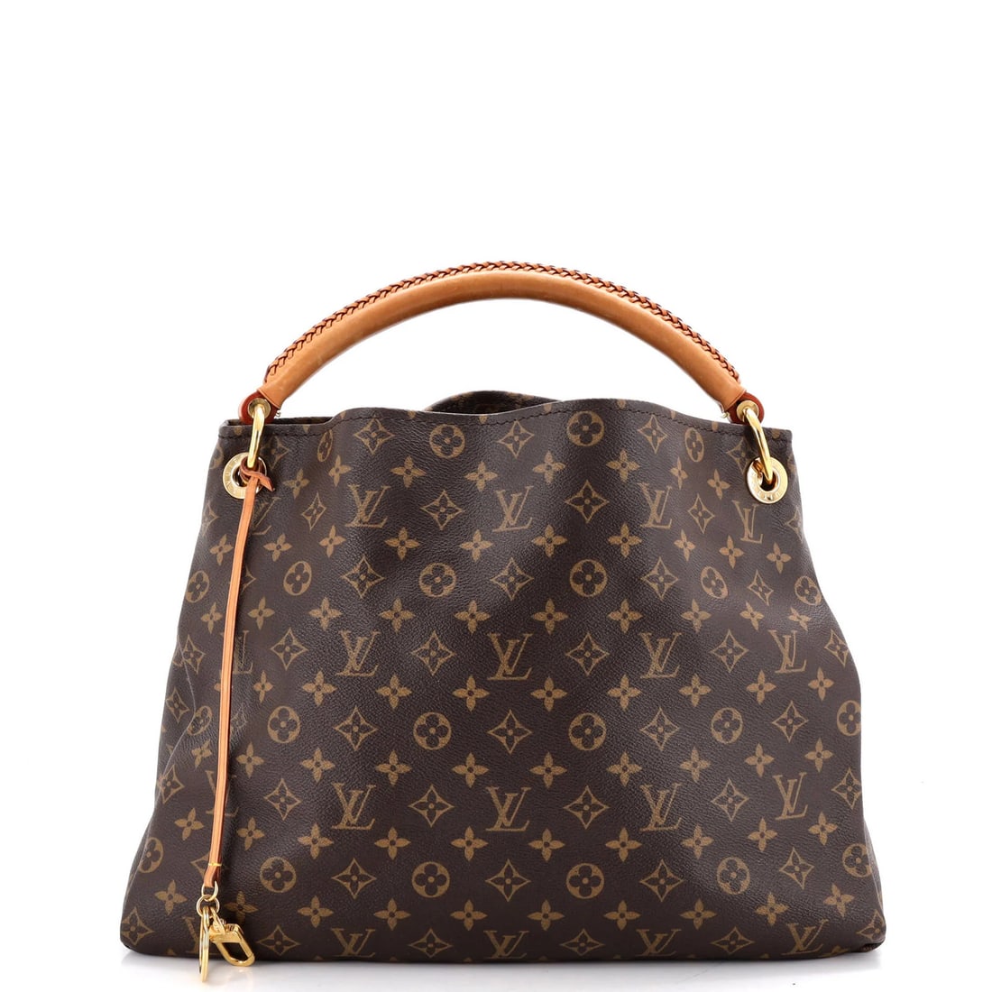 Louis Vuitton Monogram Canvas MM Handbag Artsy: Louis Vuitton Monogram Canvas MM Handbag Artsy Brown Louis Vuitton Monogram Canvas MM Artsy Handbag with Gold Hardware, featuring scuffs and minor edge wear. This classic handbag boasts a timeless