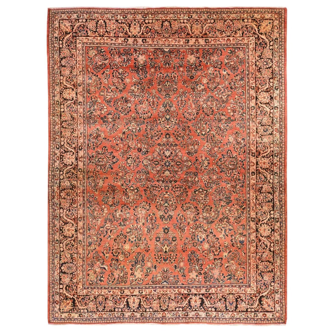 10'3"x13'5" Pink Antique Zoroastrian Saroogh 100% Wool Hand Knotted Rug: 10'3"x13'5" Pink Antique Zoroastrian Saroogh 100% Wool Hand Knotted Rug 100% Wool Hand Knotted in Vibrant Pink, This Antique Zoroastrian Saroogh Rug Measures 10'3" x 13'5". Made from the finest