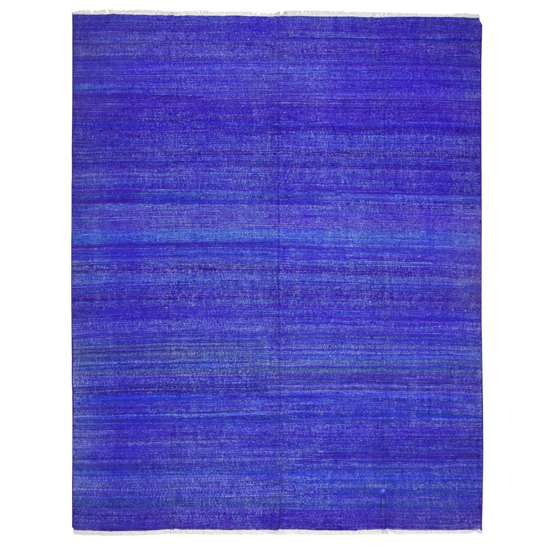 9'2"x11'8" Admiral Blue Sari Silk Flat Weave Kilim Hand Woven Rug: 9'2"x11'8" Admiral Blue Sari Silk Flat Weave Kilim Hand Woven Rug Admiral Blue Sari Silk Flat Weave Kilim Hand Woven Rug measures 9'2" x 11'8" in a stunning solid blue field, created using hand-woven 