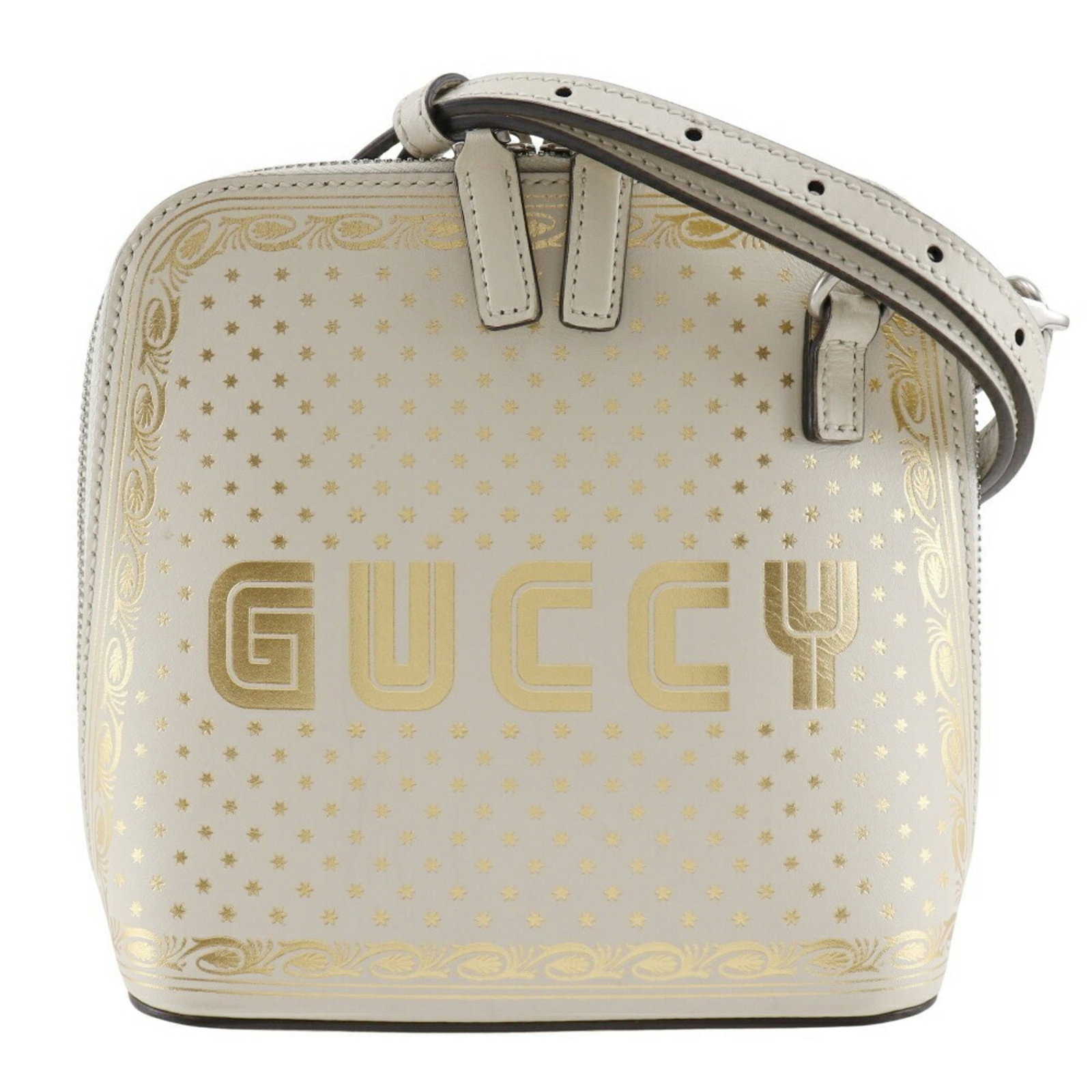 Shoulder Bag Leather Gucci: Shoulder Bag Leather Gucci White leather shoulder bag from Gucci, featuring a classic design with clean lines and subtle details. The bag has some minor scratches and dirt marks, but overall remains