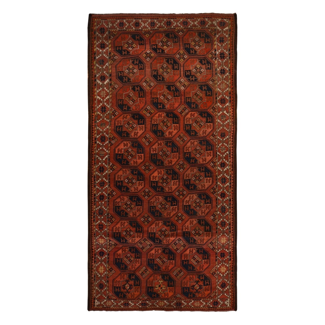 6'3"x13'3" Rust Red Antique Afghan Ersari Clean All Wool Hand Knotted Rug (1 of 10)