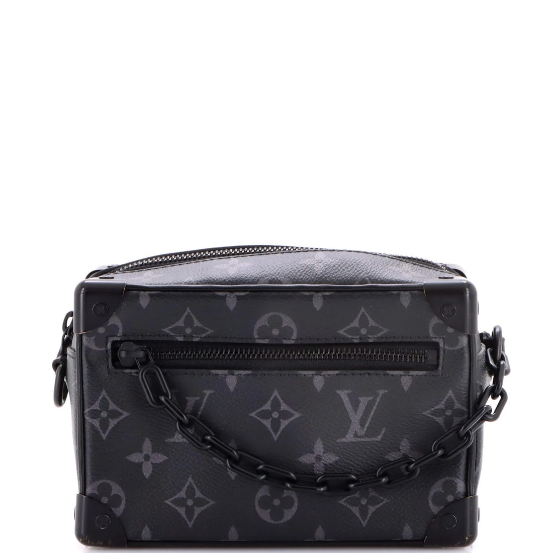 Vuitton Soft Eclipse Mini Trunk Bag Monogram Canvas: Vuitton Soft Eclipse Mini Trunk Bag Monogram Canvas Black canvas coated Louis Vuitton Soft Trunk Bag with silver and black hardware features a classic monogram eclipse design. Measuring 5" x 7" x 3", 