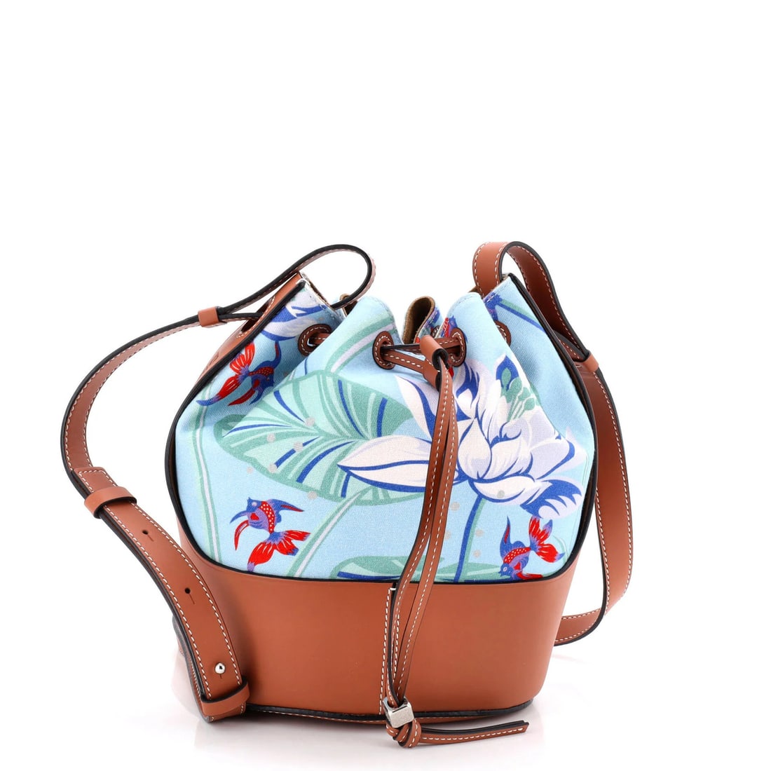 Loewe Paula's Ibiza Balloon Bucket Bag Printed Canvas and Leather Small (1 of 5)