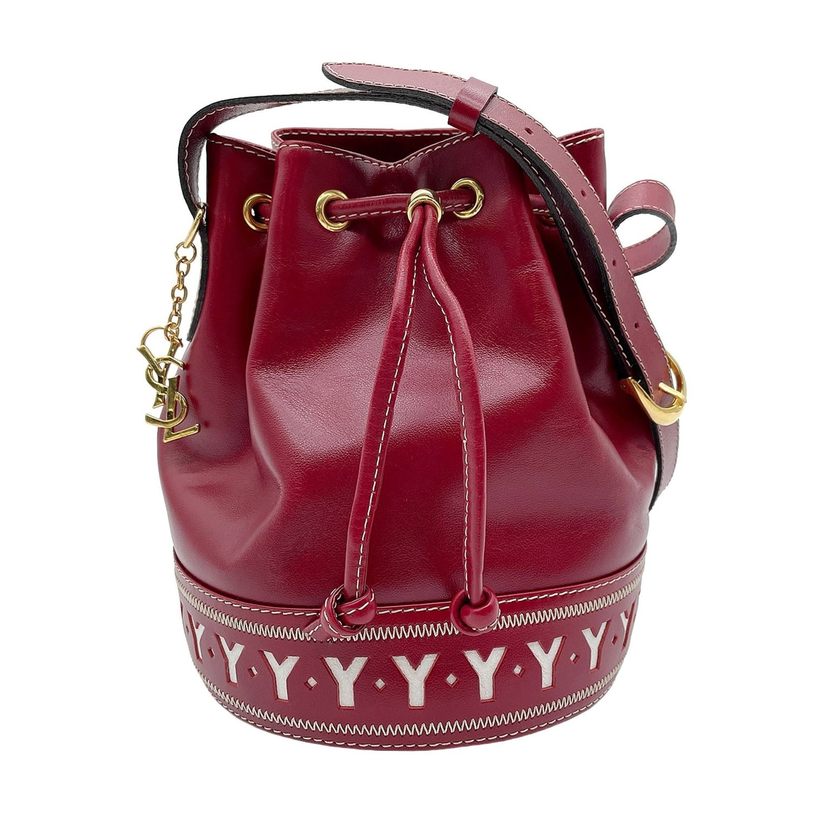 Saint Laurent Leather Metal Bag Shoulder: Saint Laurent Leather Metal Bag Shoulder This vibrant red leather shoulder bag features metal accents, showcasing a stylish and modern design. With its classic shape and durable construction, it's per