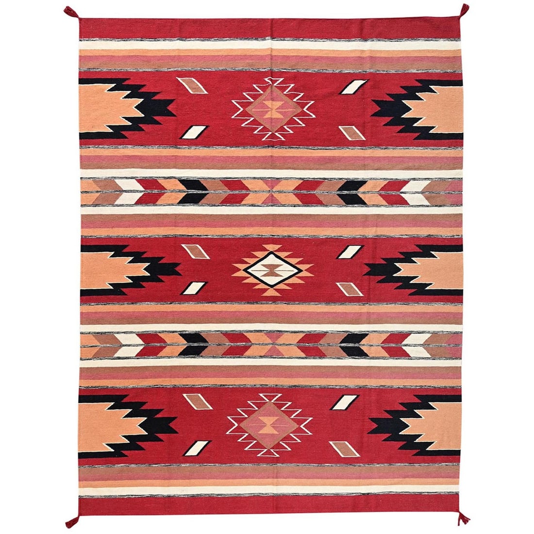 9'2"x11'9" Red Southwest Geometric Design Flat Weave Hand Woven Wool Rug: 9'2"x11'9" Red Southwest Geometric Design Flat Weave Hand Woven Wool Rug 9'2"x11'9" Red Southwest Geometric Design Flat Weave Hand Woven Wool Rug - A stunning example of traditional Afghan