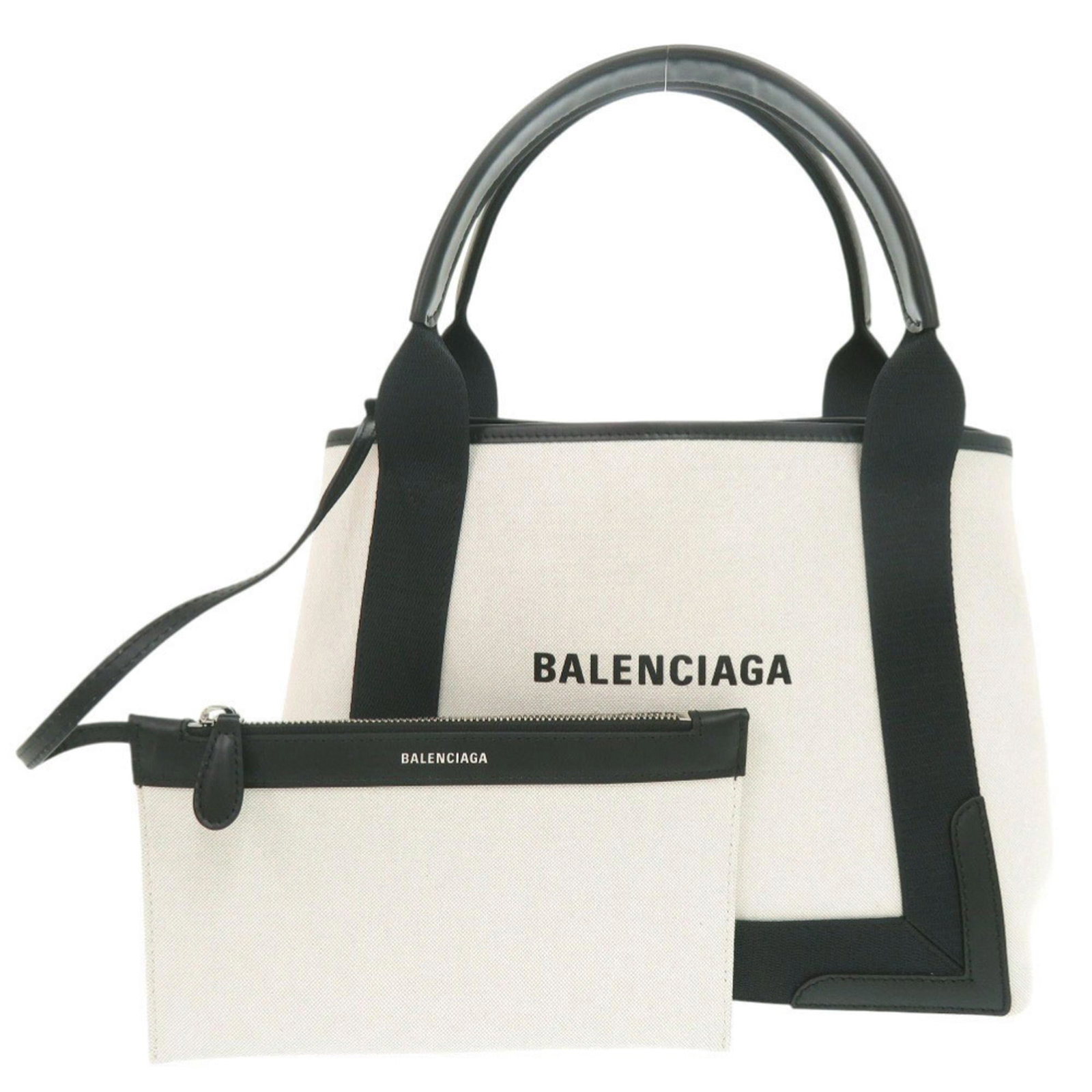 Balenciaga Handbag Canvas Leather: Balenciaga Handbag Canvas Leather Canvas and leather blend in sleek black, defining the Balenciaga handbag's modern silhouette. Measuring 23cm x 29cm x 17.5cm, it offers a compact yet stylish option