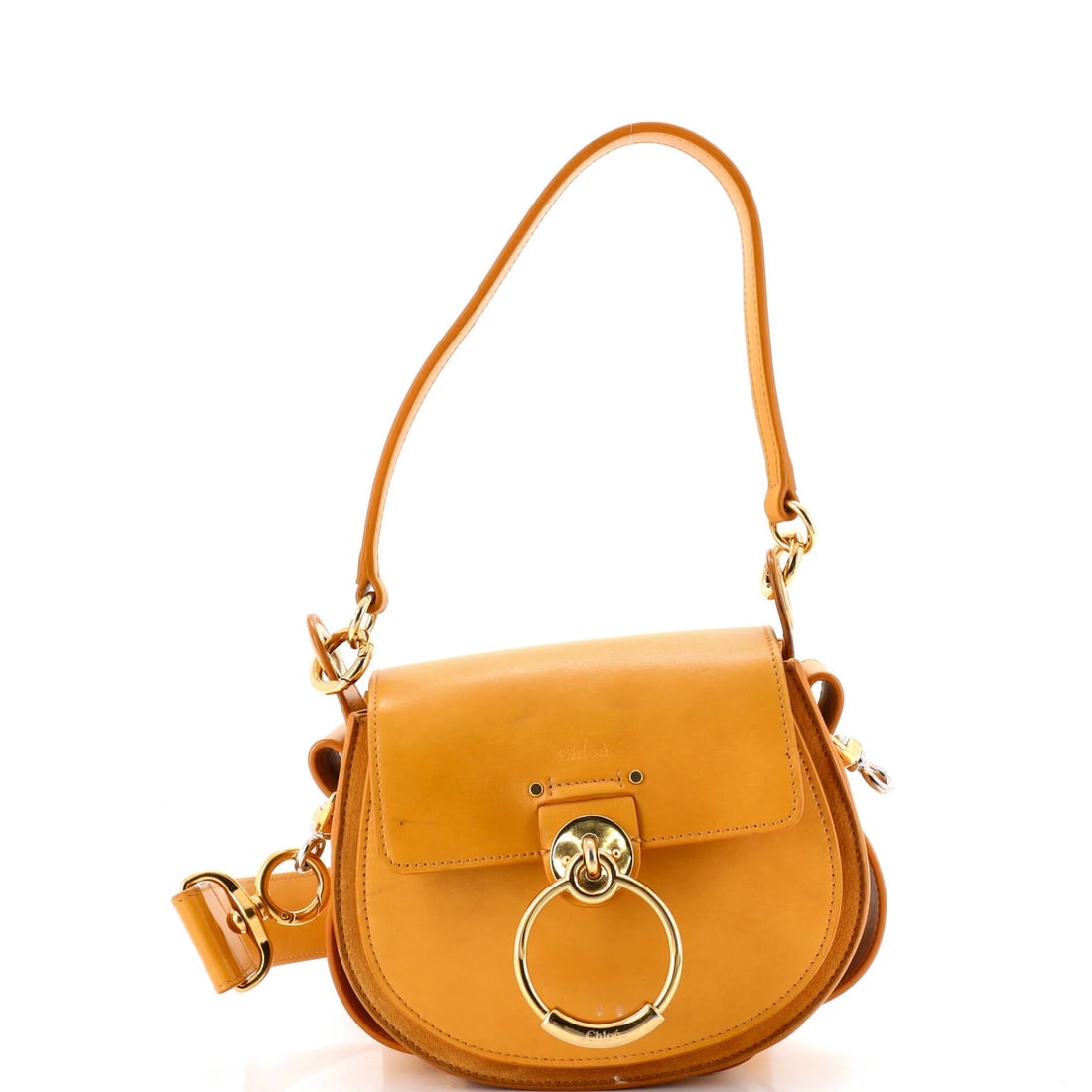 Small leather bag Chloe Tess: Small leather bag Chloe Tess Small leather bag from Chloe's Tess collection, featuring a bright yellow exterior and neutral interior. The bag boasts a classic shoulder design with an extra strap for a