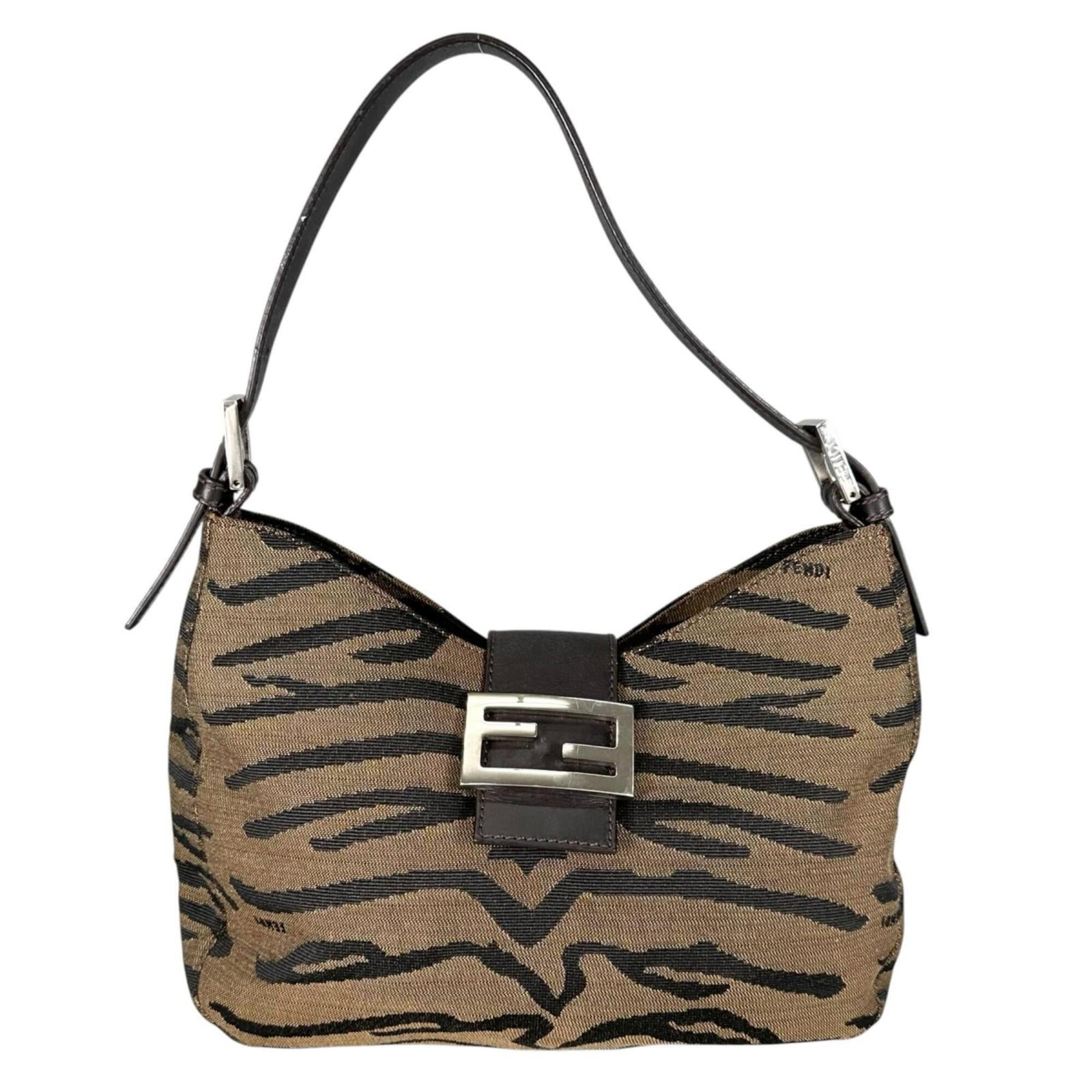 Fendi nylon handbag: Fendi nylon handbag Brown Fendi nylon handbag with silver hardware, featuring a classic design and durable construction. The bag has some minor scratches and dirt, but remains in very good condition