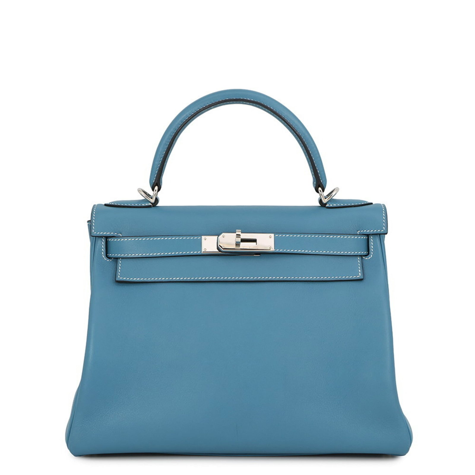 Handbag Evergrain Leather by Hermes: Handbag Evergrain Leather by Hermes Evergrain Leather by Hermes, a timeless blue jean handbag in excellent condition. The bag's subtle scratches and minor dirt marks only add to its well-loved charact