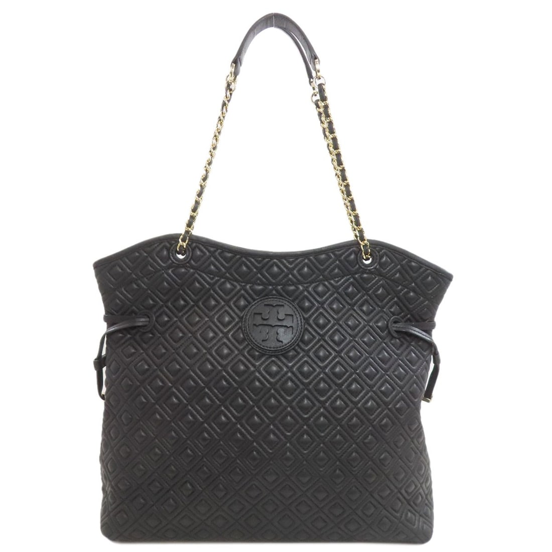 Tory Burch Leather Diamond Stitch Tote Bag: Tory Burch Leather Diamond Stitch Tote Bag Tory Burch Leather Diamond Stitch Tote Bag in black leather features a timeless design with diamond stitching, making it a stylish and versatile accessory.