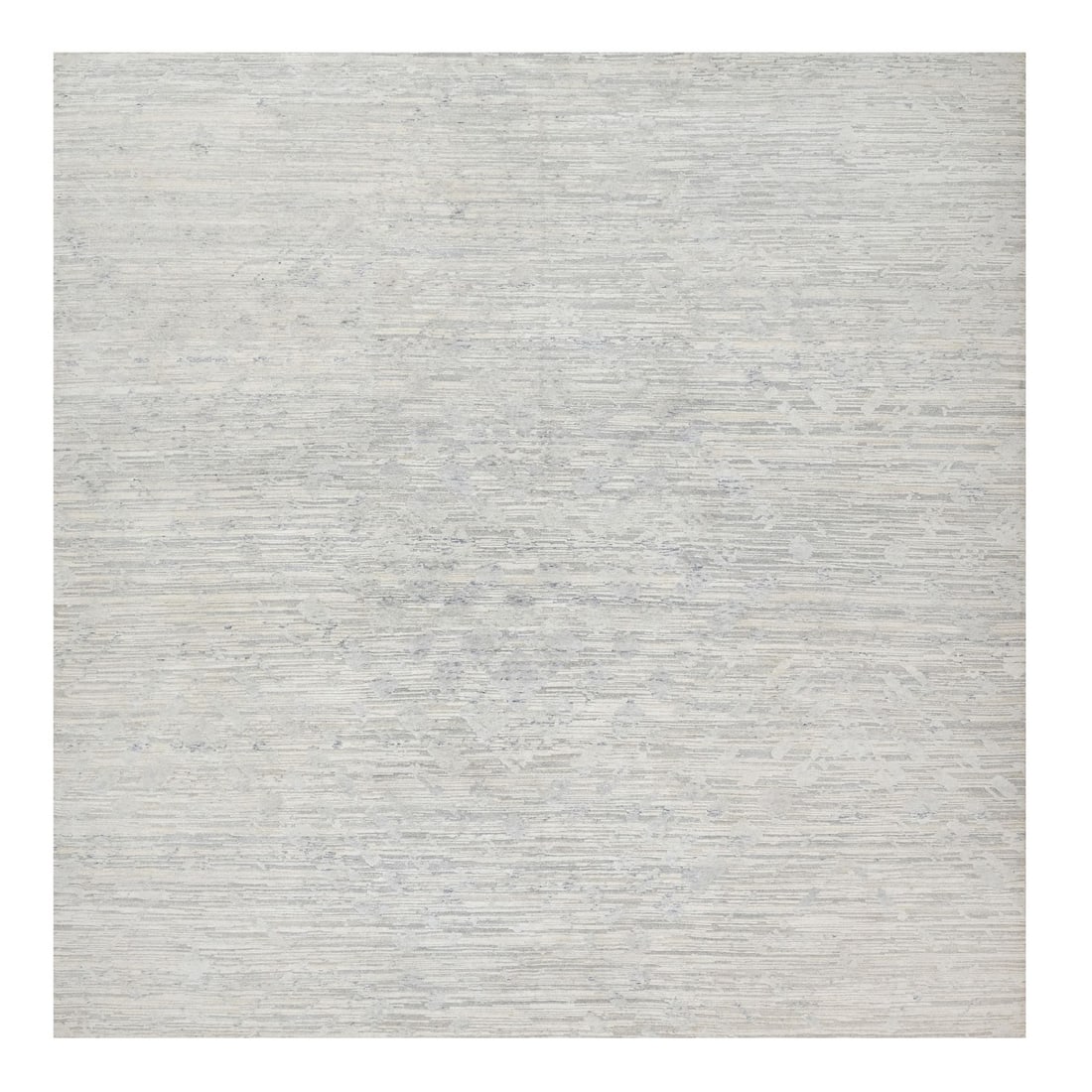 12'1"x12'1" Gray Modern Undyed Natural Wool Hand Knotted Square Rug: 12'1"x12'1" Gray Modern Undyed Natural Wool Hand Knotted Square Rug This stunning 12'1"x12'1" gray modern undyed natural wool hand knotted square rug boasts a sleek, contemporary design with a subtle,