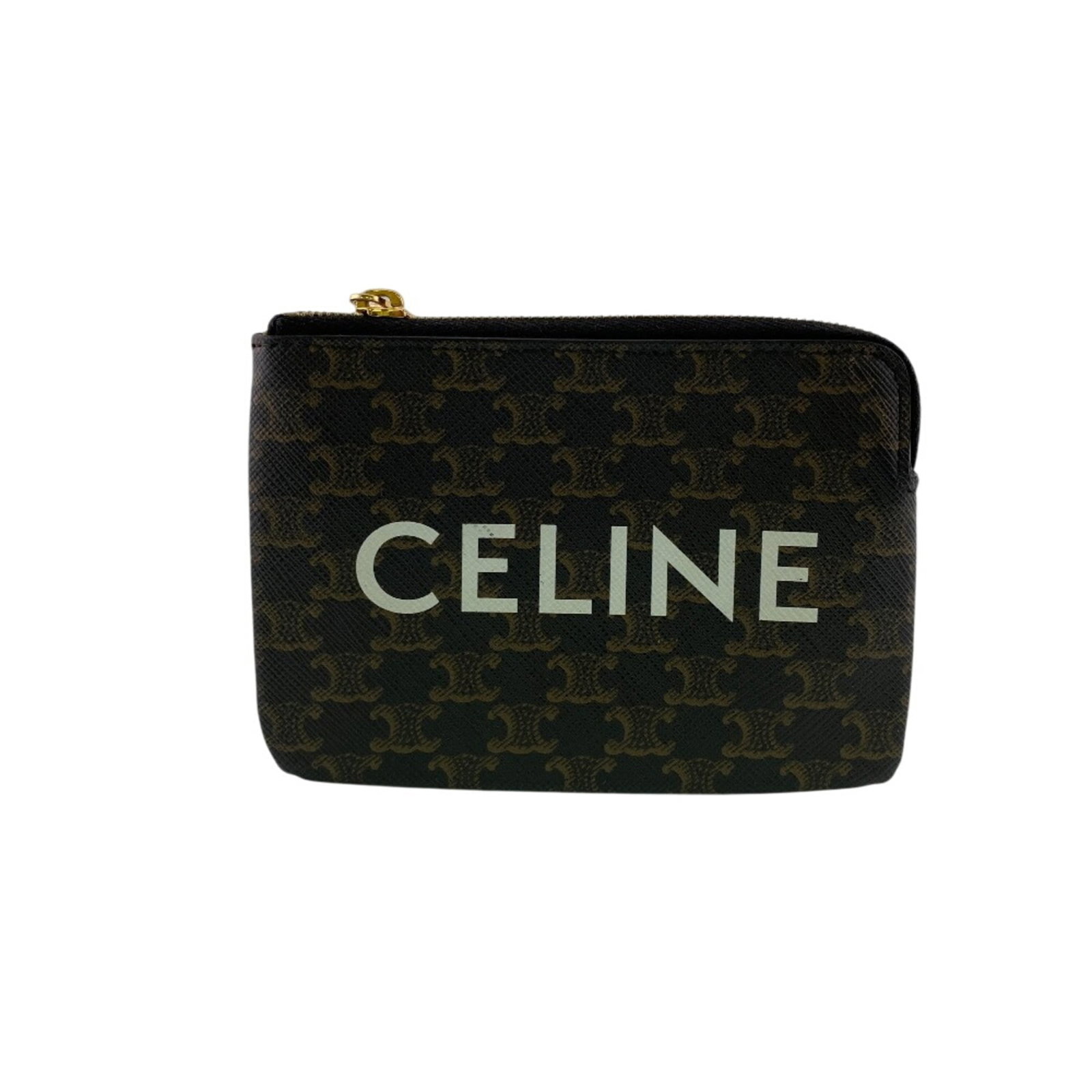 Celine Coin Purse/ Coin Case Pvc: Celine Coin Purse/ Coin Case Pvc This Celine coin purse in brown Pvc features a classic design with a sizeable interior to store your coins. With its 9cm x 12.5cm dimensions, it's the perfect